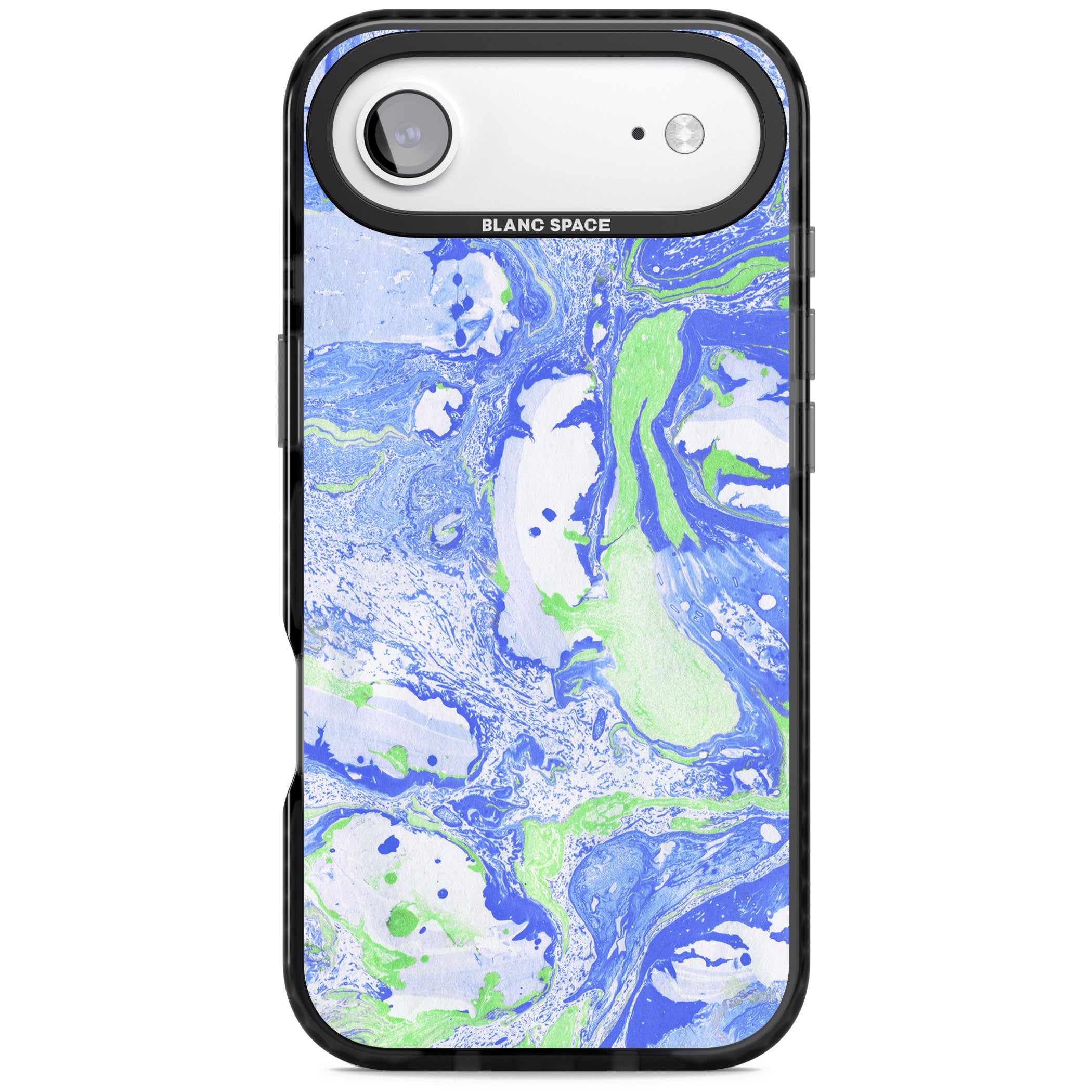 Dark Blue & Green Marbled Paper Pattern iPhone 17 Air Impact Black Phone Case