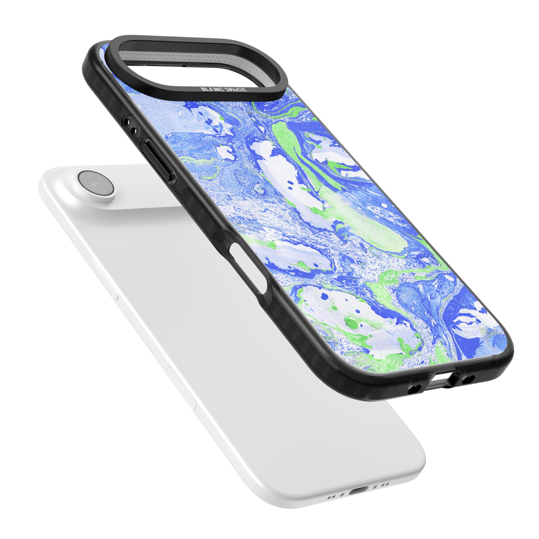 Dark Blue & Green Marbled Paper Pattern iPhone 17 Air Impact Black Phone Case Colours