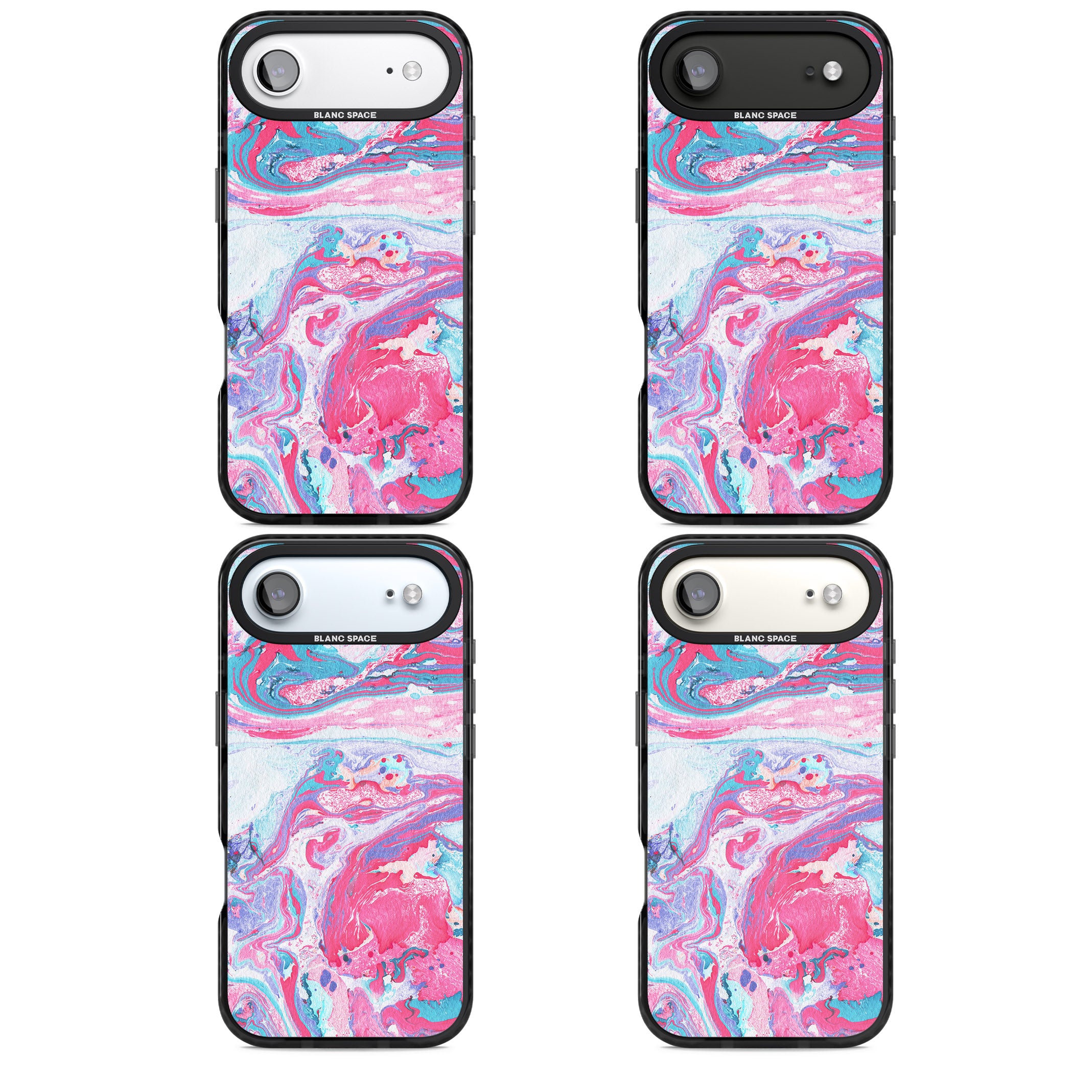 Pink, Blue & Purple Marbled Paper Pattern iPhone 17 Air Impact Black Phone Case APT Impact Protection