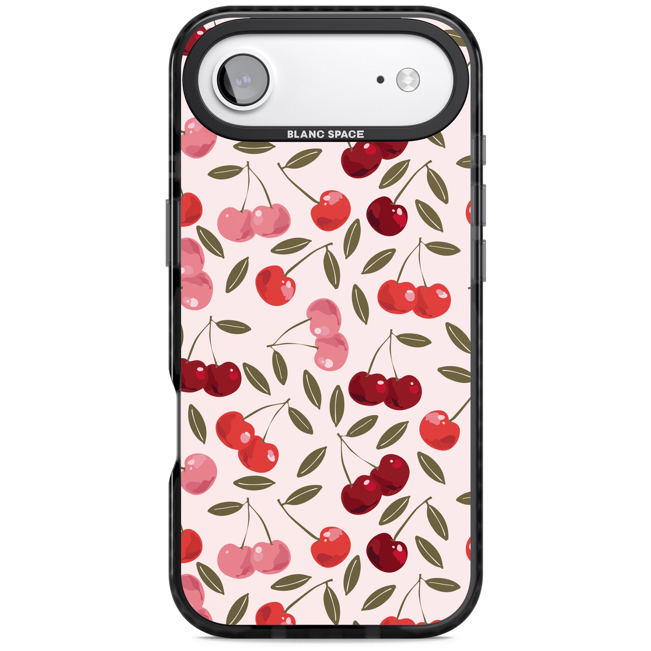 Fruity & Fun Patterns Cherries iPhone 17 Air Impact Black Phone Case