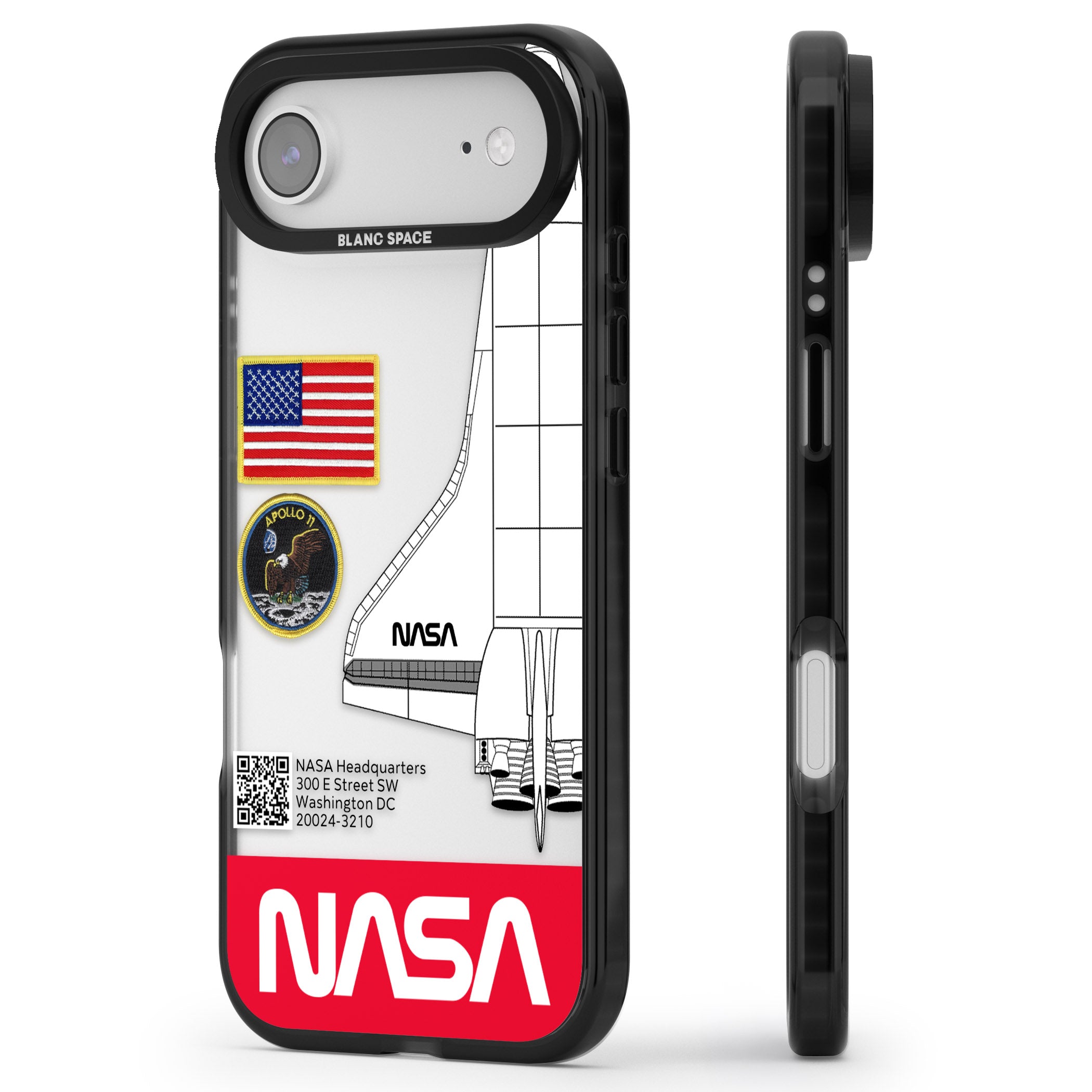 Nasa Apollo 11 iPhone 17 Air Impact Black Phone Case Side Profile