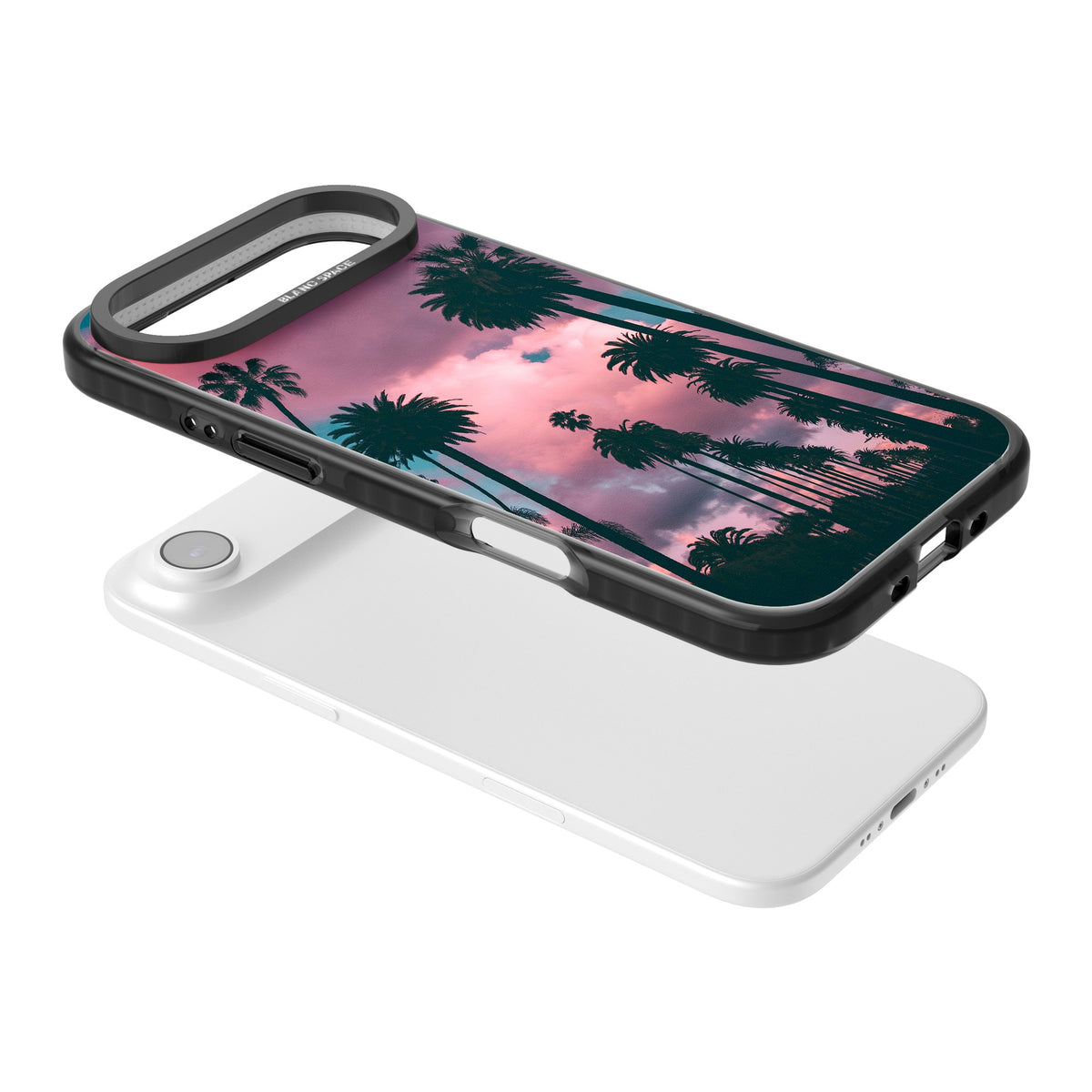 Sunset Palms iPhone Air Impact Black Phone Case angled
