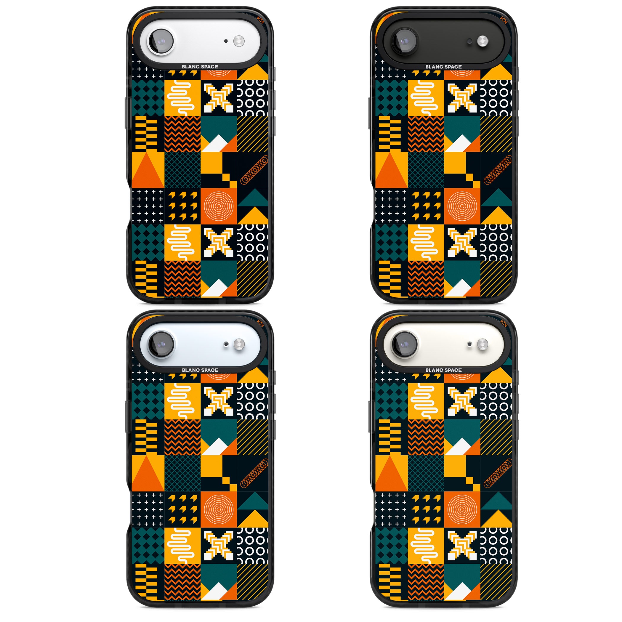 Funky Geometric Patterns: Orange & Dark Green iPhone 17 Air Impact Black Phone Case APT Impact Protection