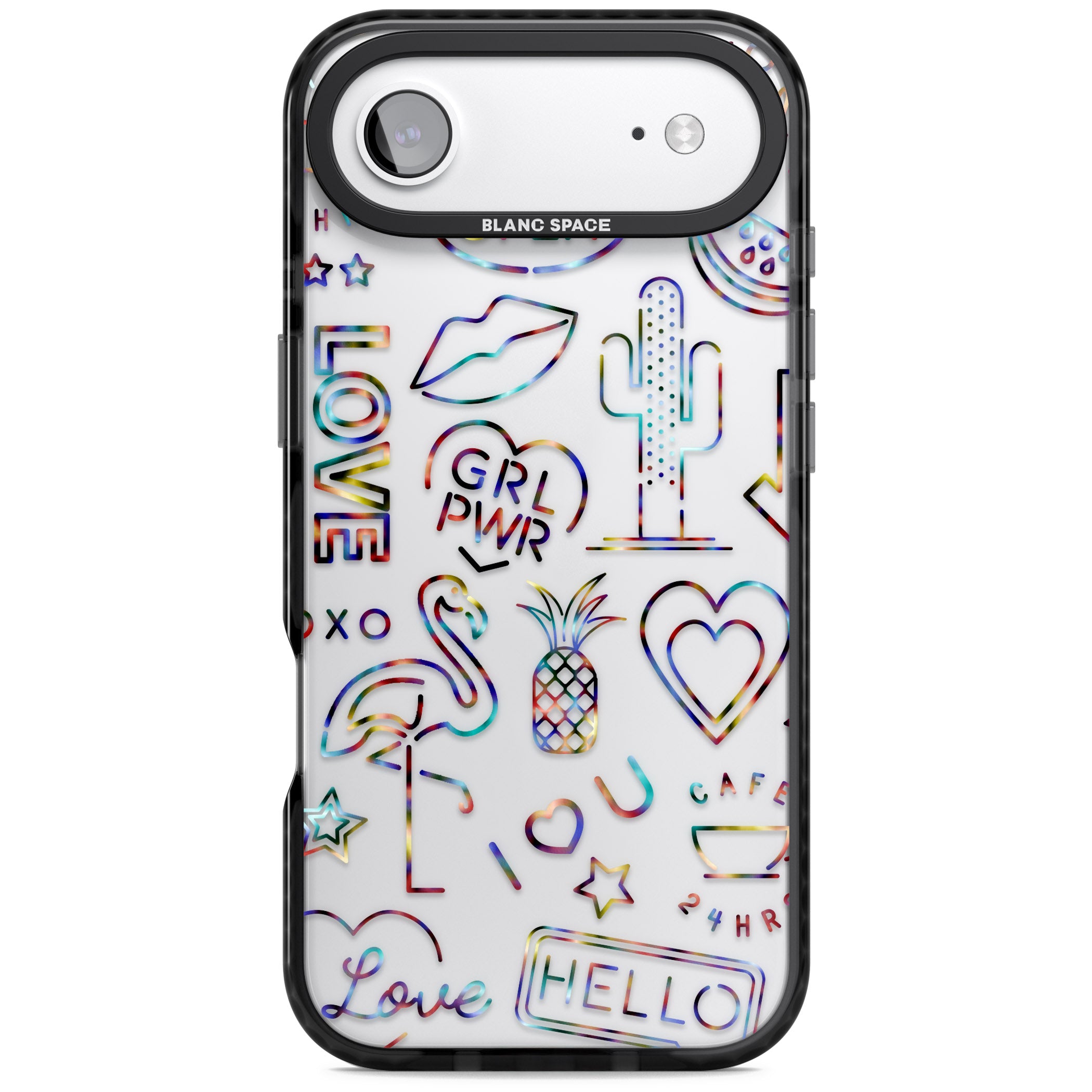 Funky Nebula Neon Sign iPhone 17 Air Impact Black Phone Case