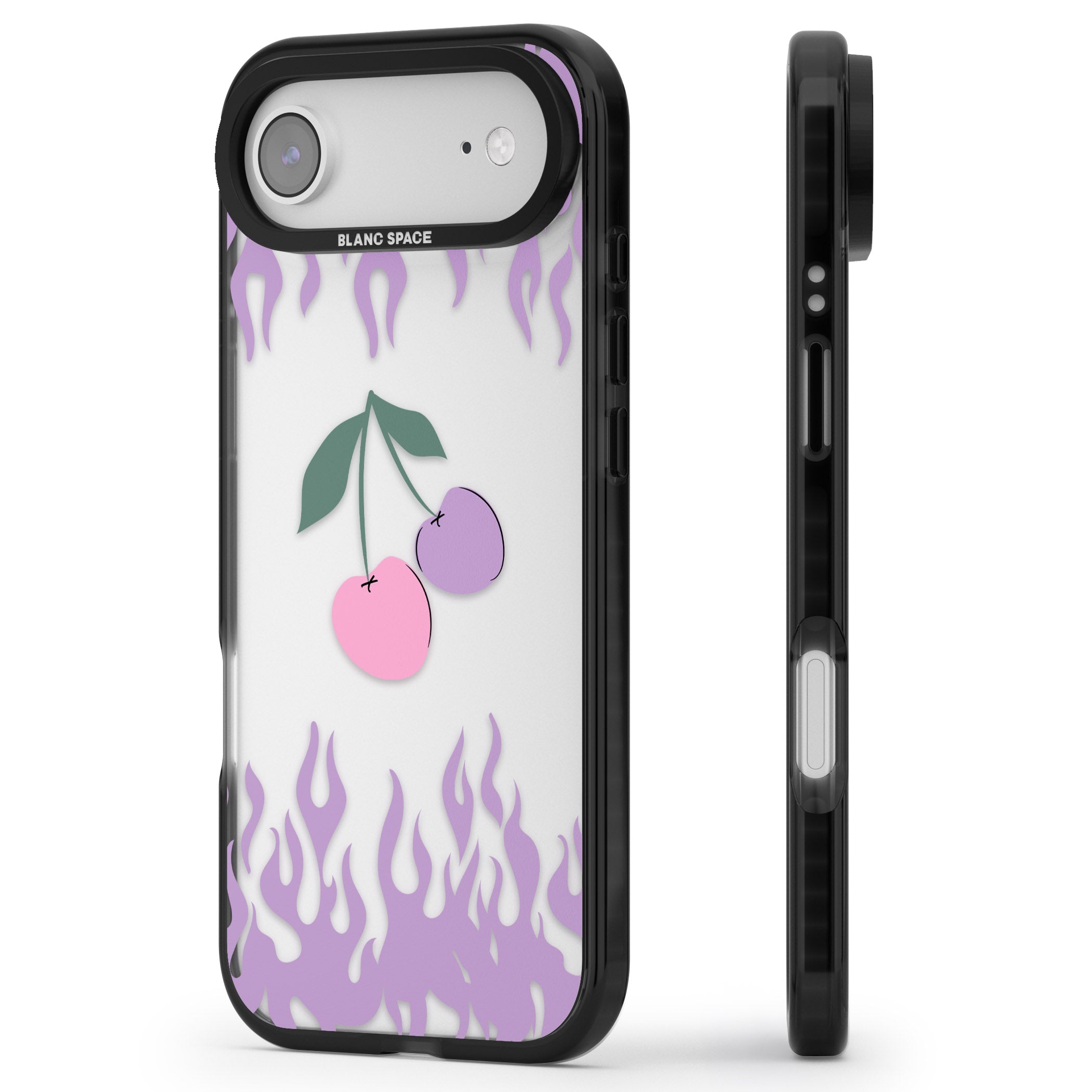 Cherries N' Flames iPhone 17 Air Impact Black Phone Case Side Profile
