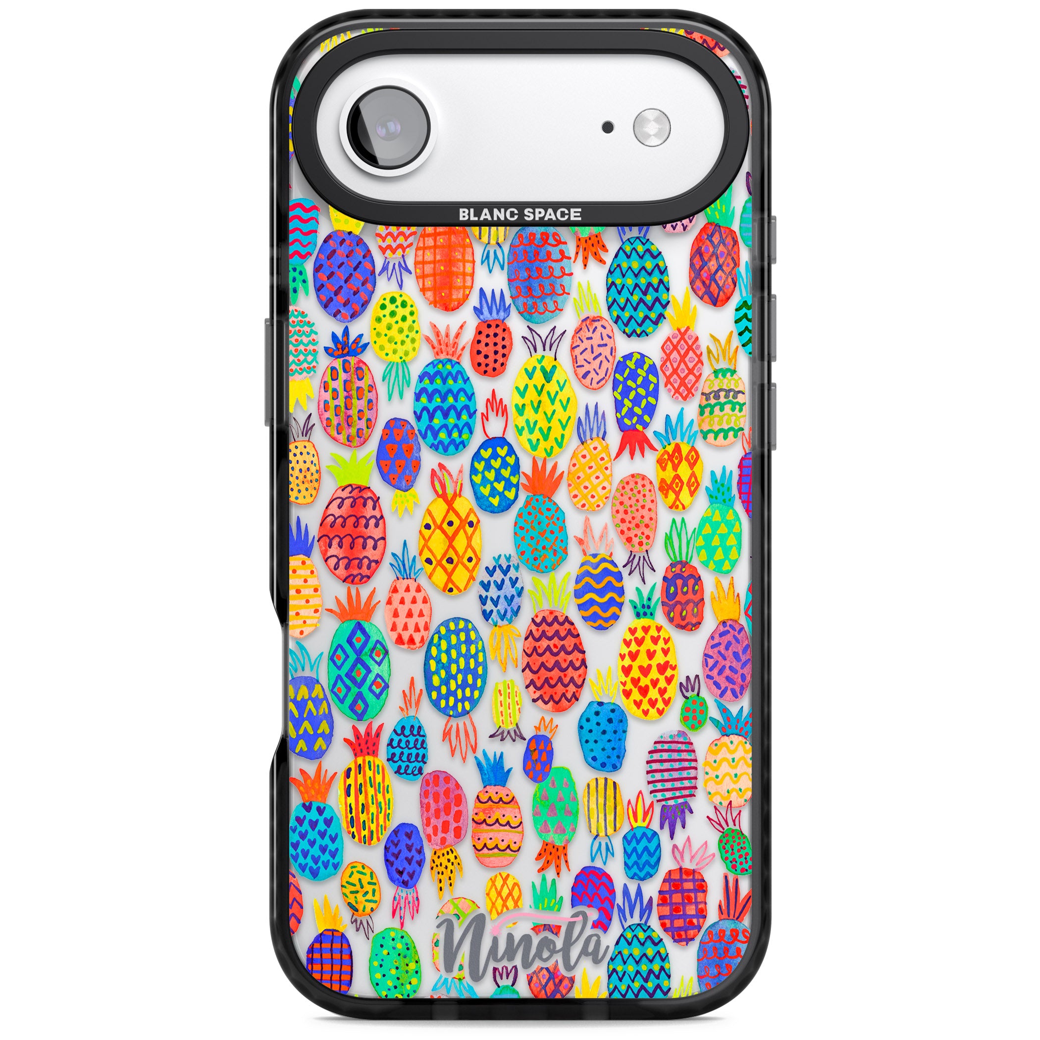 Vibrant Pineapple Pattern iPhone 17 Air Impact Black Phone Case