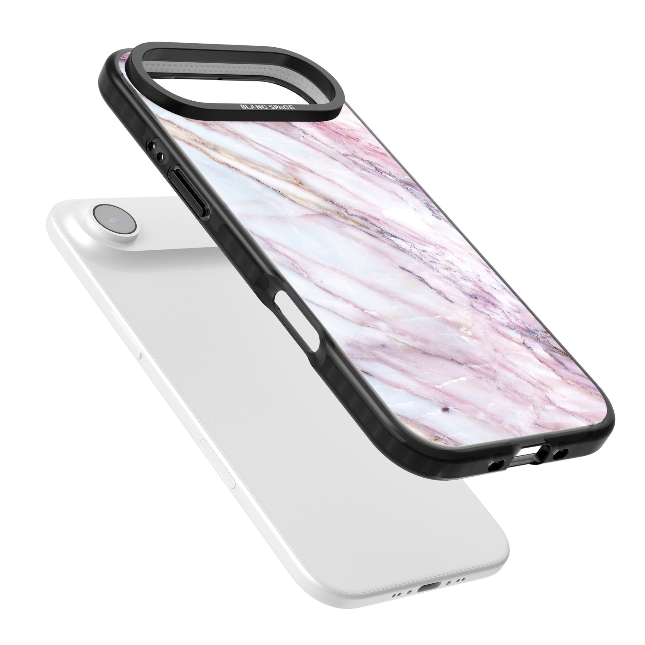 Blush Marble Glow iPhone 17 Air Impact Black Phone Case Colours