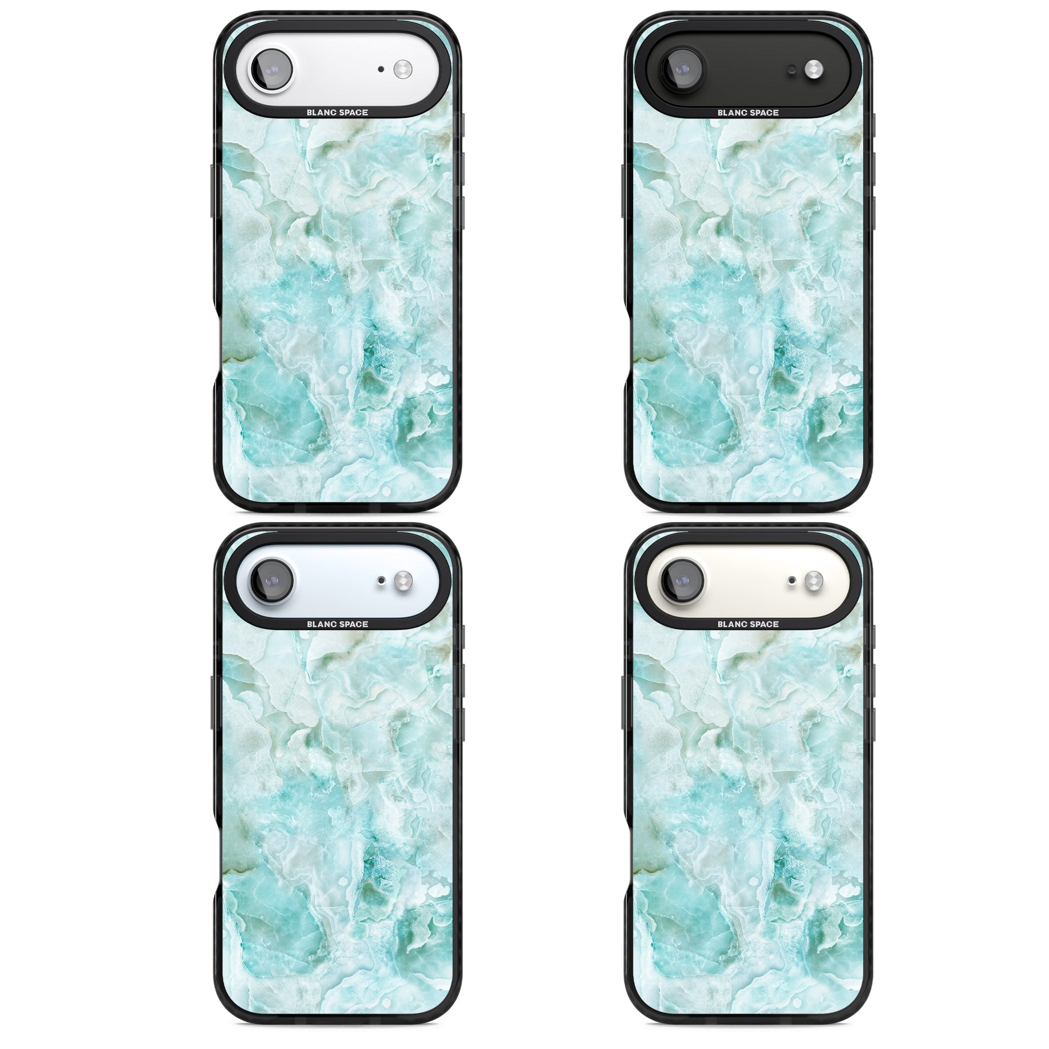 Aqua Onyx Marble iPhone 17 Air Impact Black Phone Case APT Impact Protection