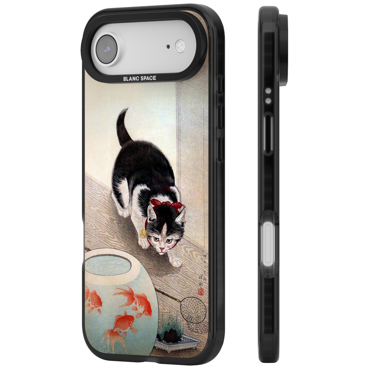 Cat & Goldfish Bowl iPhone Air Impact Black Phone Case side