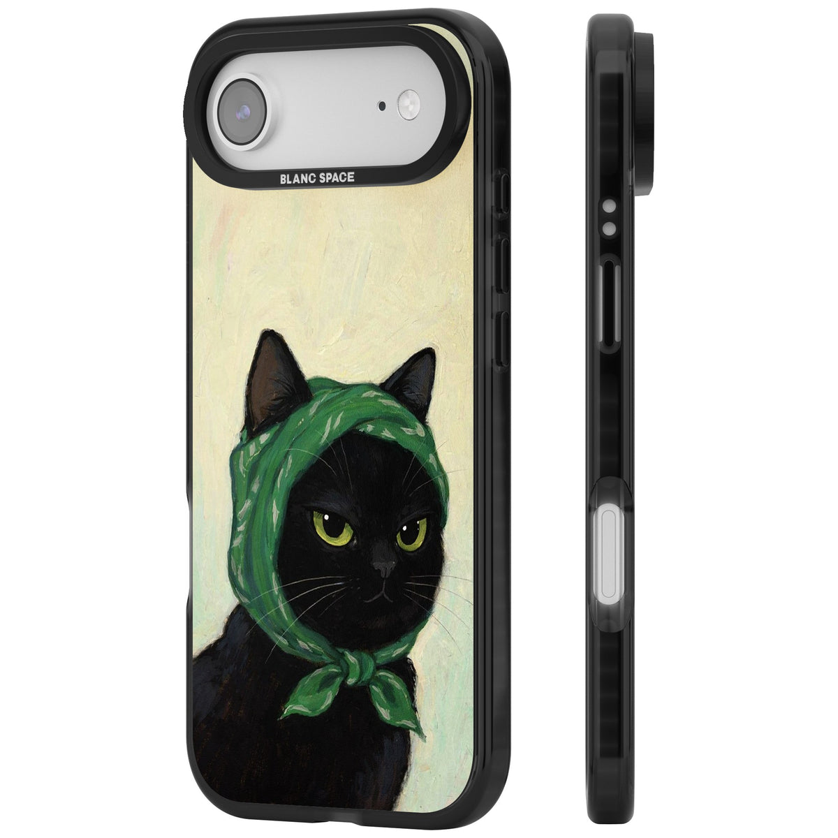 Unamused Kitty iPhone Air Impact Black Phone Case side