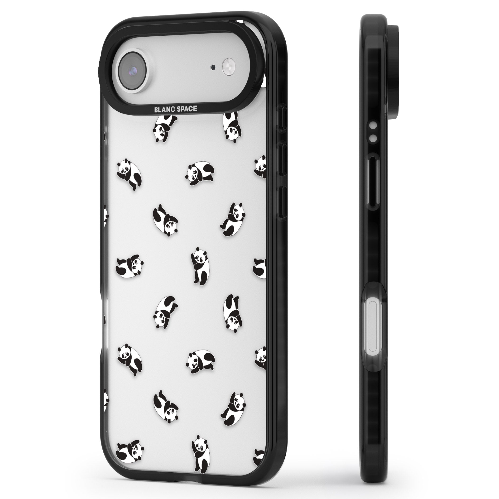 Tiny Panda Pattern iPhone 17 Air Impact Black Phone Case Side Profile