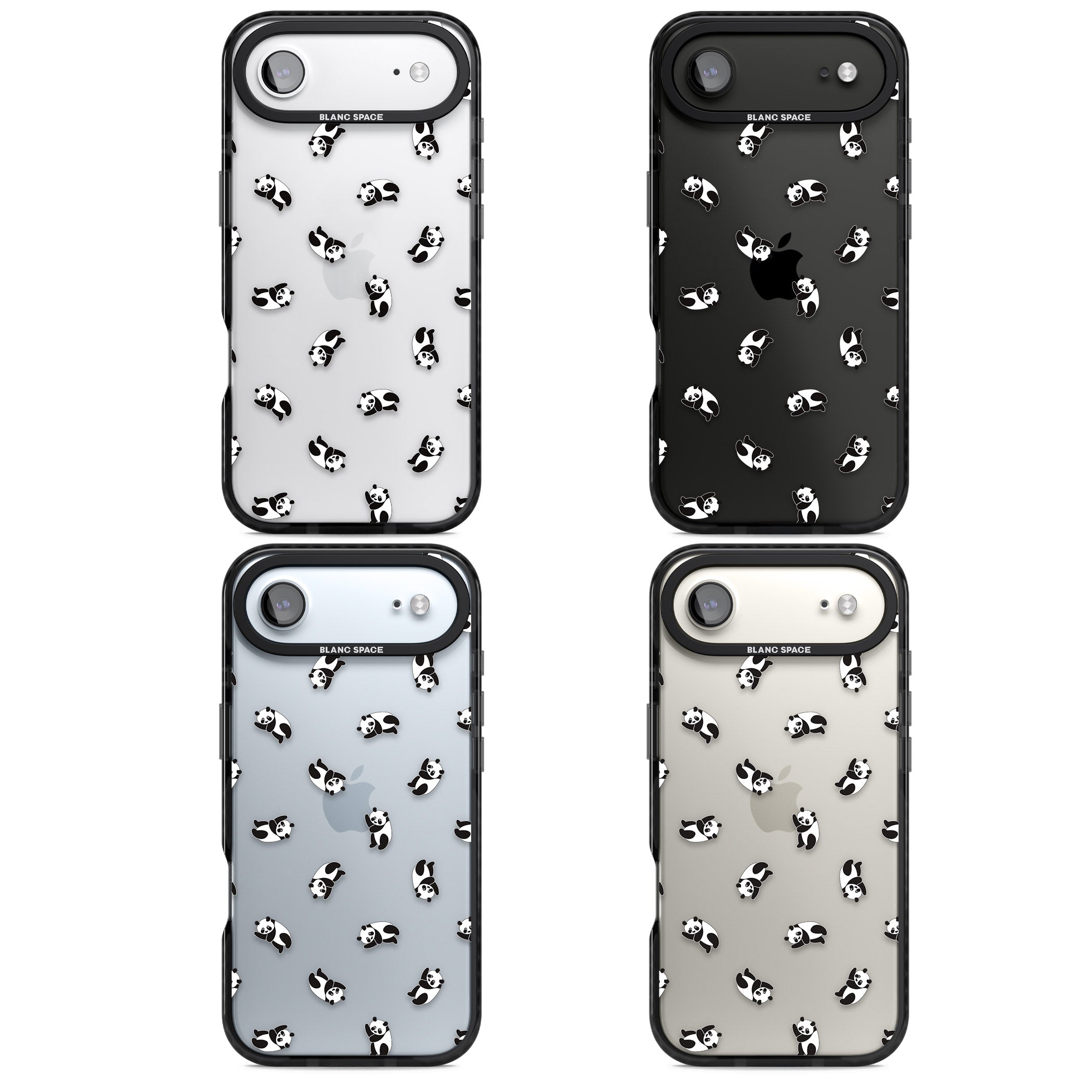 Tiny Panda Pattern iPhone 17 Air Impact Black Phone Case APT Impact Protection