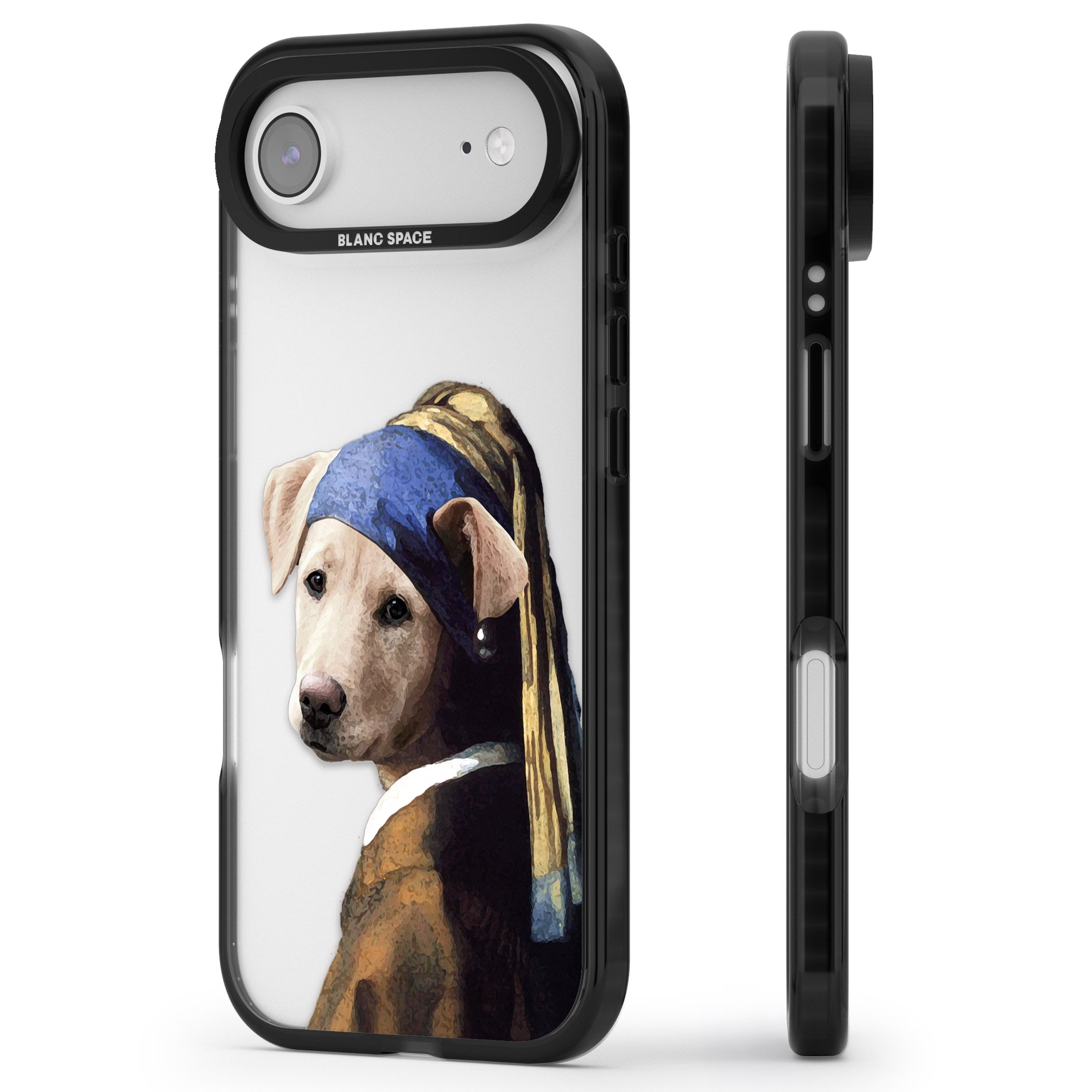 Doggo With A Pearl Earring iPhone 17 Air Impact Black Phone Case Side Profile