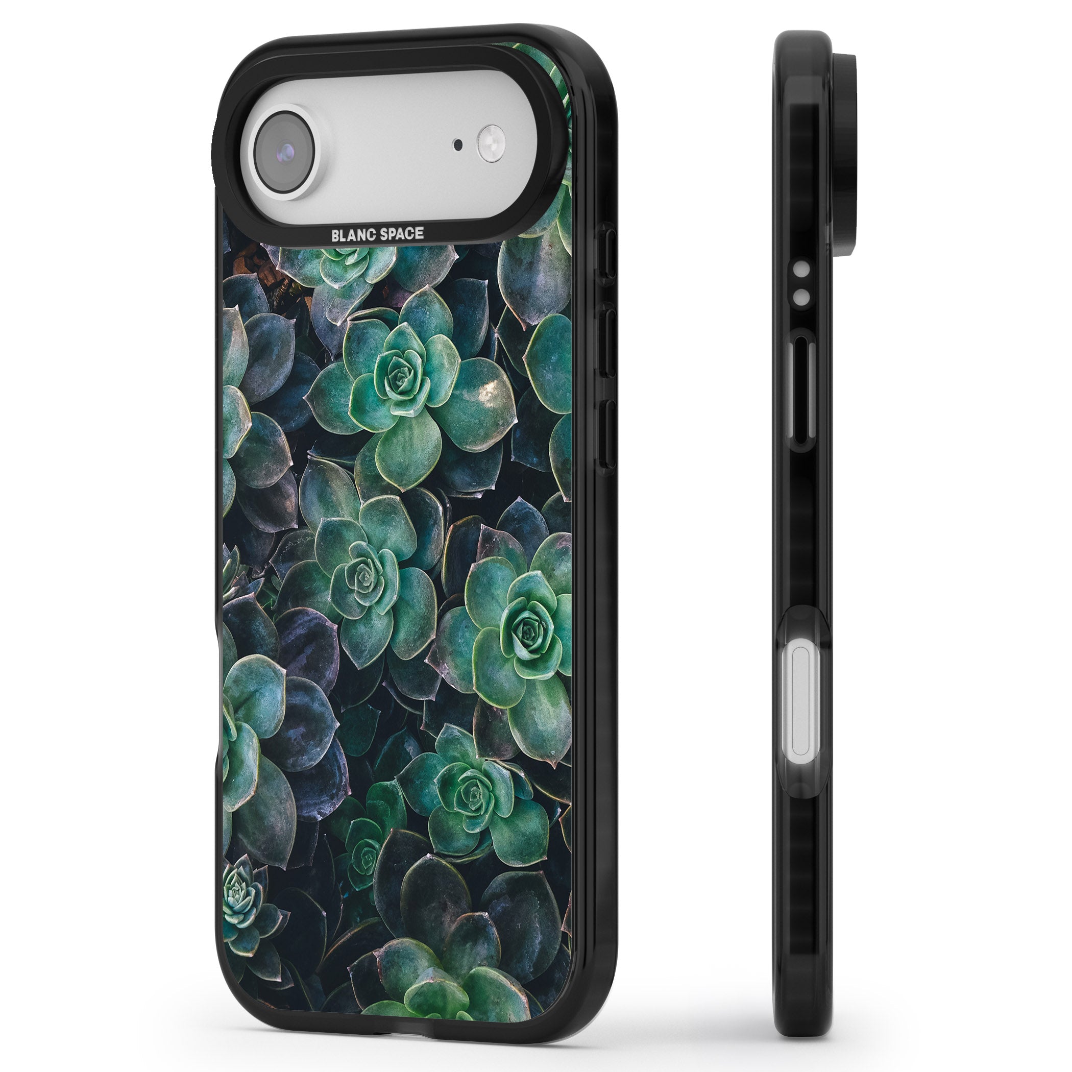 Succulent Bloom Botanical iPhone 17 Air Impact Black Phone Case Side Profile