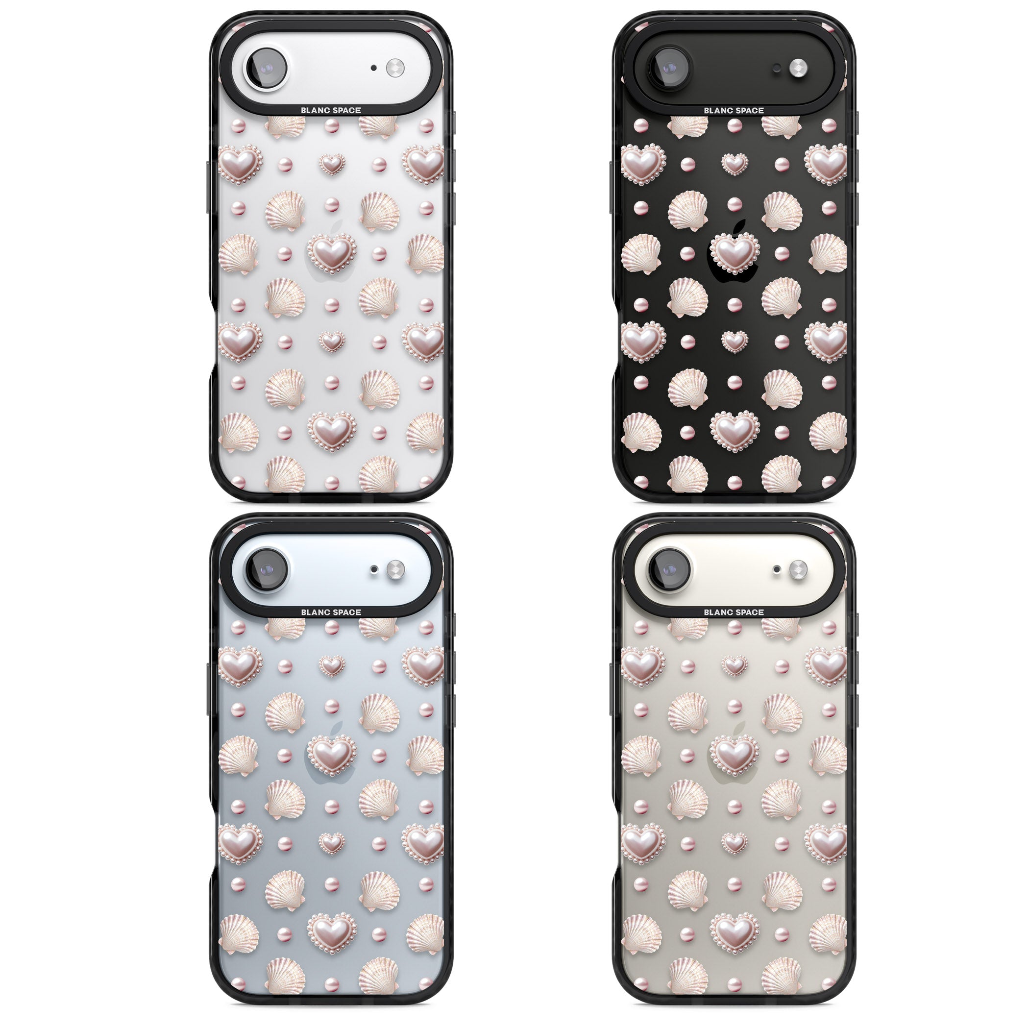 Pearl Hearts iPhone 17 Air Impact Black Phone Case APT Impact Protection