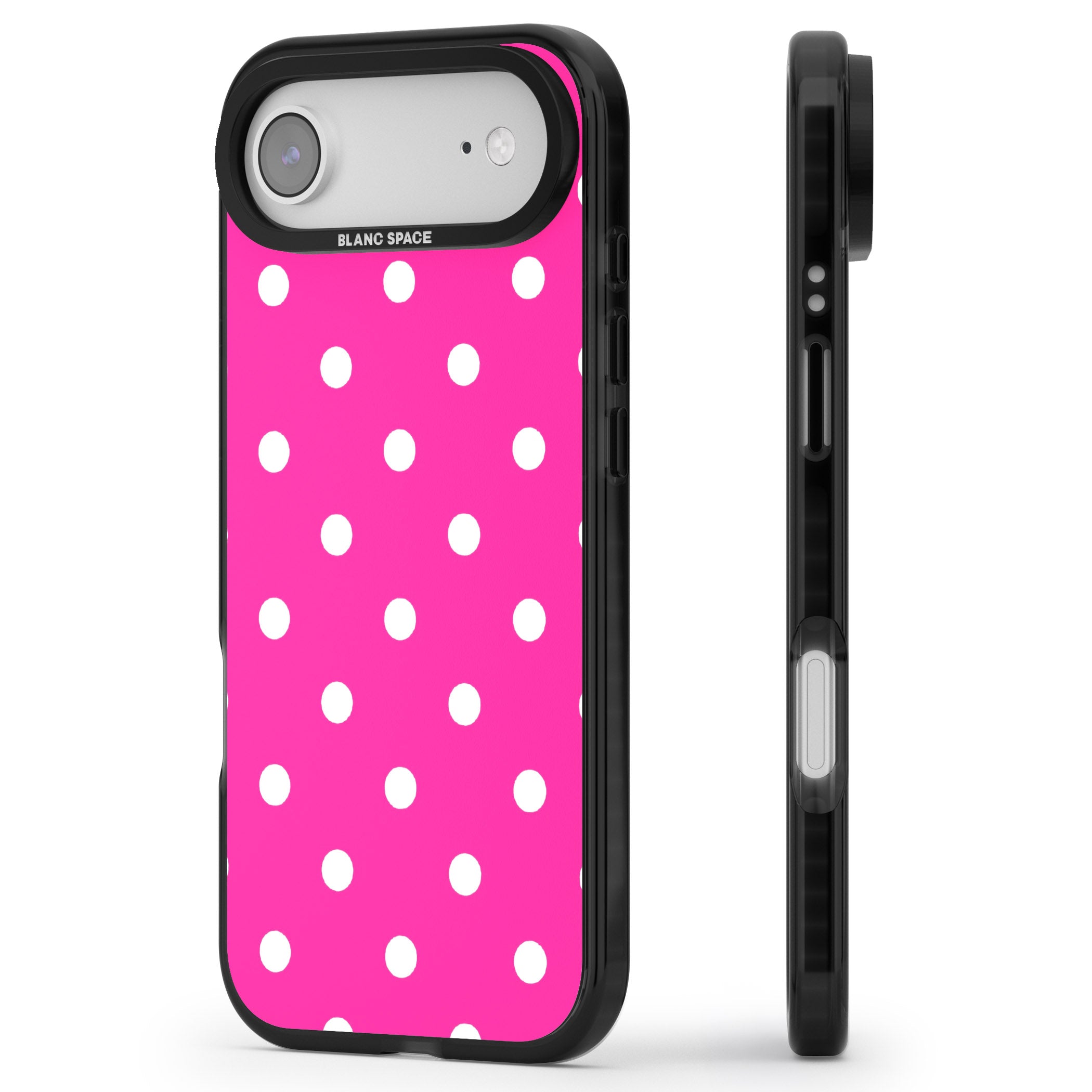 Pink Polka Dot iPhone 17 Air Impact Black Phone Case Side Profile