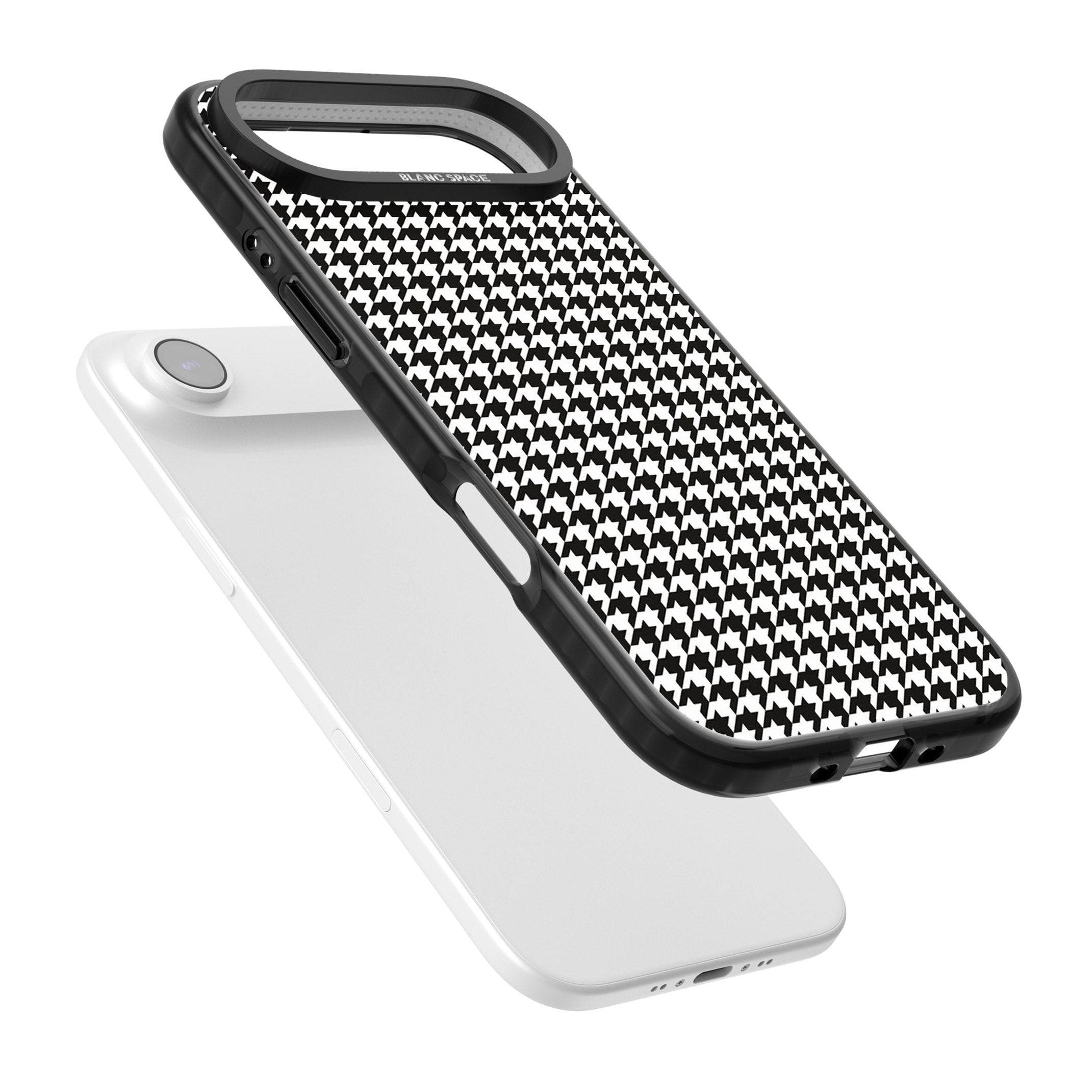 Chic Houndstooth Check iPhone 17 Air Impact Black Phone Case Colours