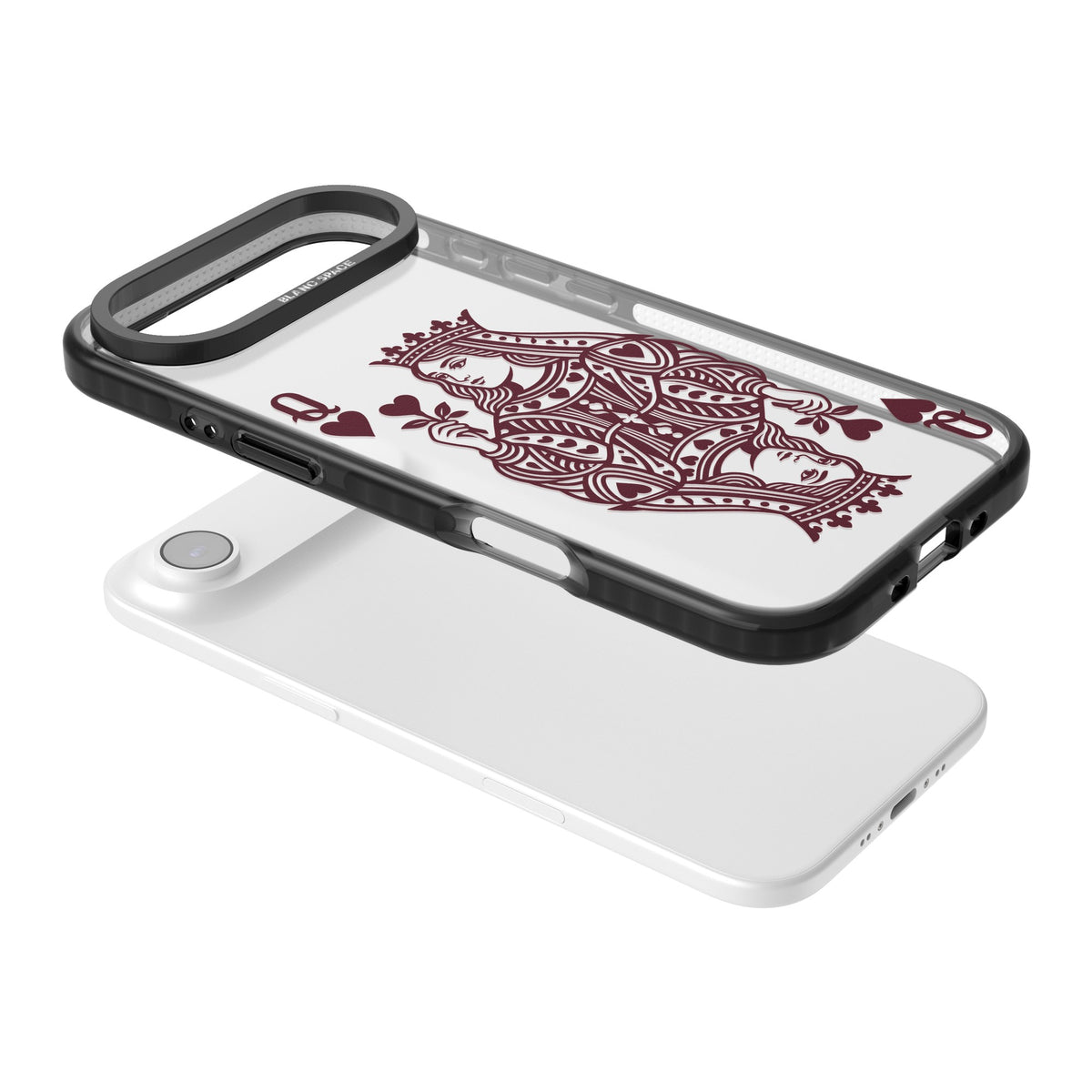 Queen Of Hearts (Burgundy) iPhone Air Impact Black Phone Case angled