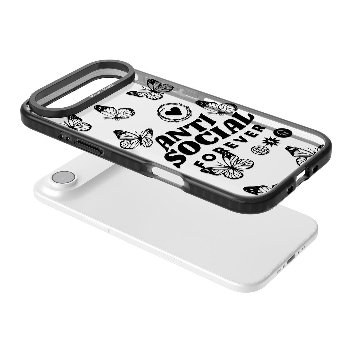 Anti Social Forever iPhone Air Impact Black Phone Case angled