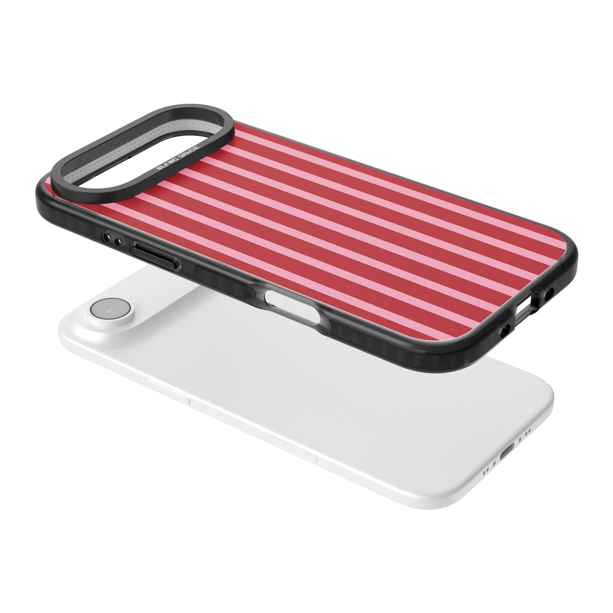 Raspberry Stripe iPhone Air Impact Black Phone Case angled