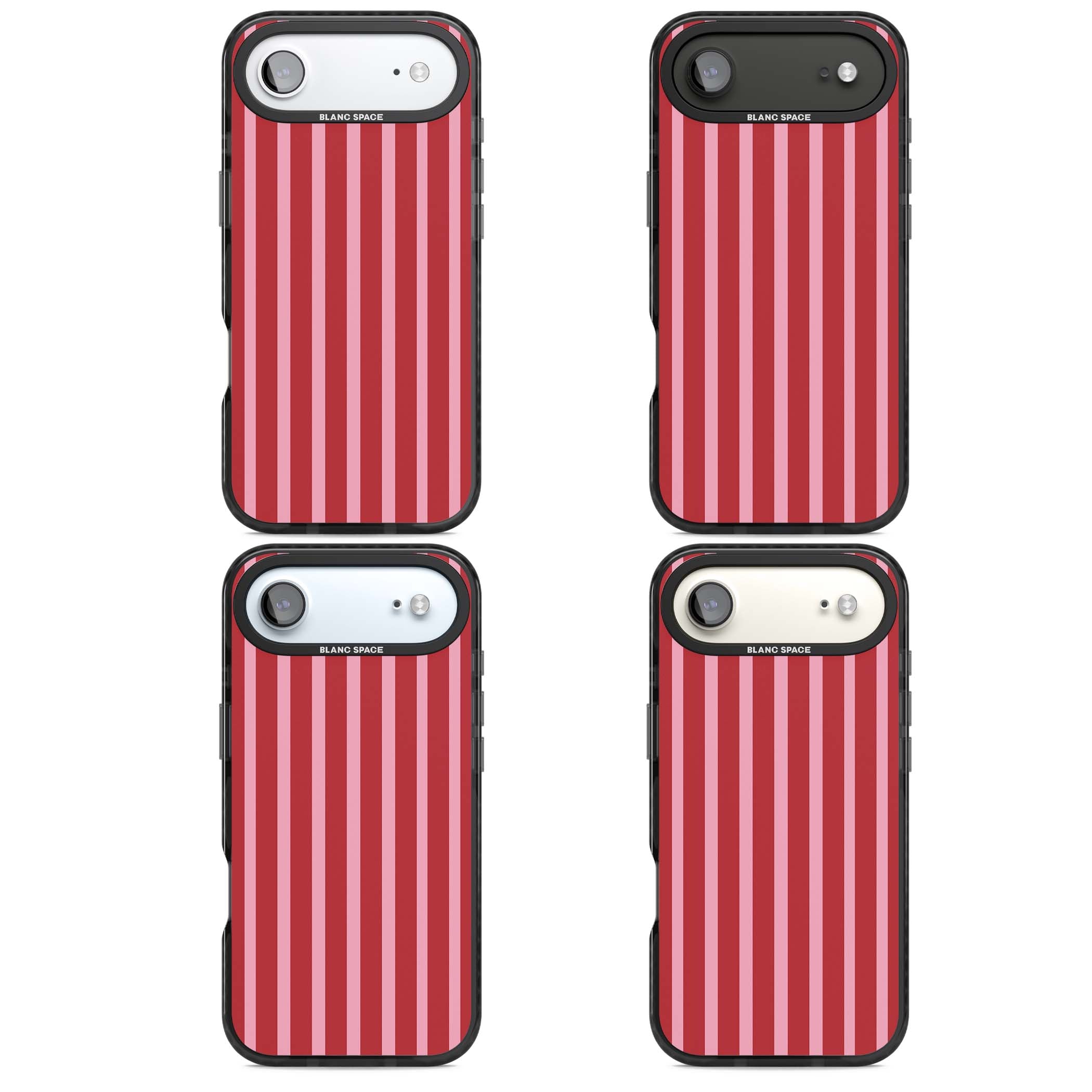 Raspberry Stripe coquette iPhone case featuring red and pink vertical stripes in a candy-inspired pattern | Clear Impact case for iPhone Air