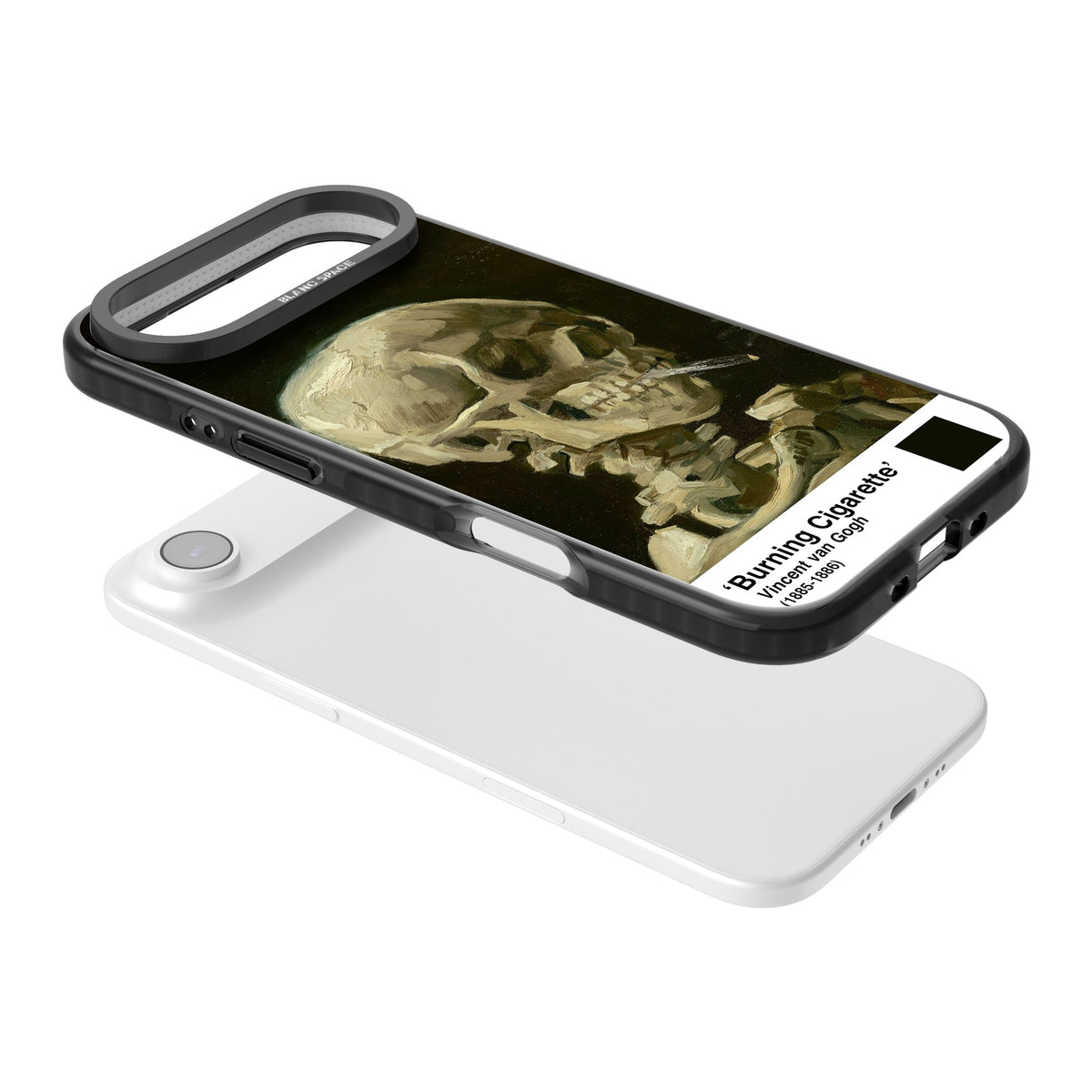 Skull Of A Skeleton With Burning Cigarette iPhone Air Impact Black Phone Case angled