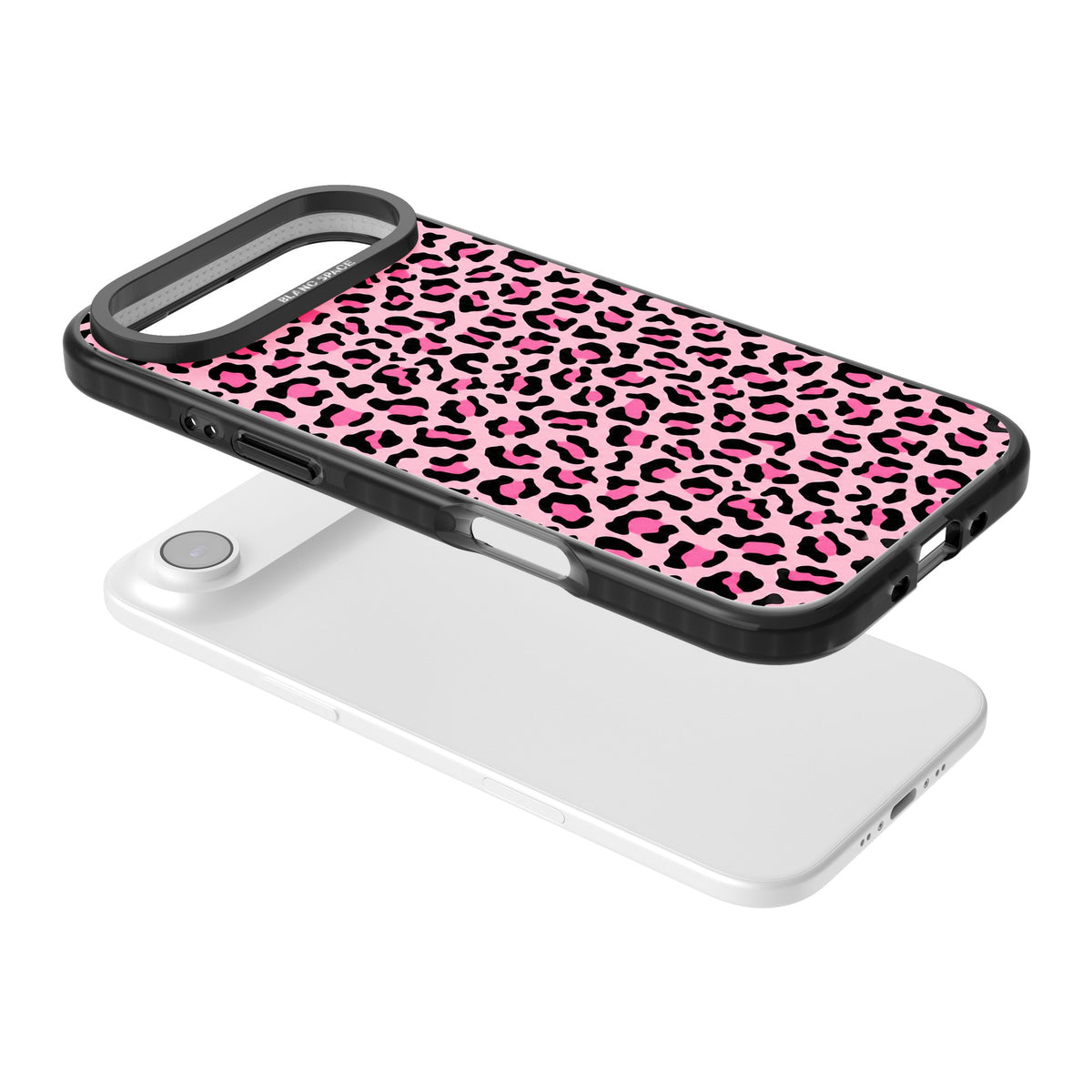 Pink Leopard iPhone Air Impact Black Phone Case angled