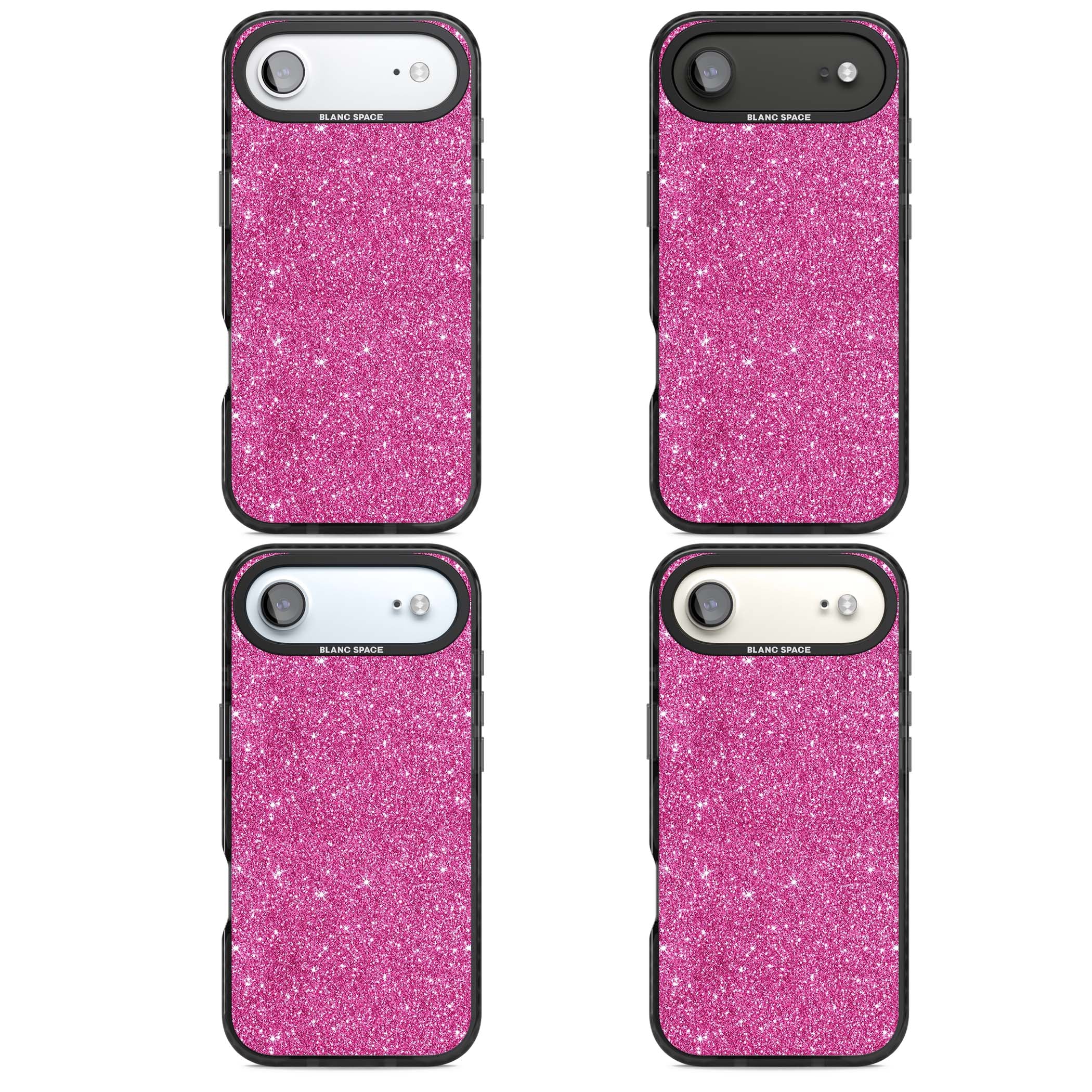 Pink Glitter Y2K iPhone case featuring hot pink glitter wallpaper with sparkle shimmer effect | Clear Impact case for iPhone Air