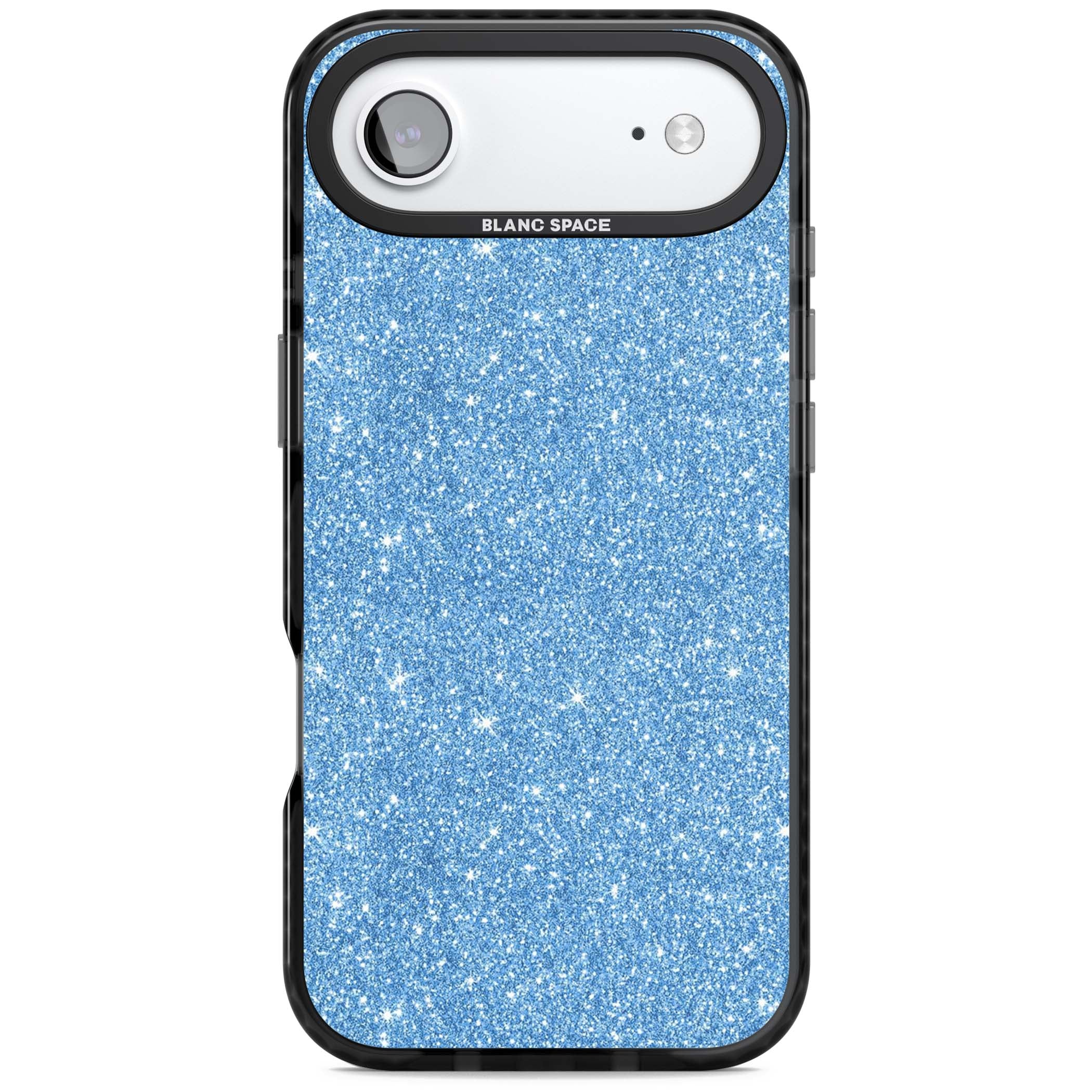 Blue Glitter blue glitter iPhone case featuring dense sparkling cerulean glitter with a glamorous shimmering finish | Clear Impact case for iPhone Air