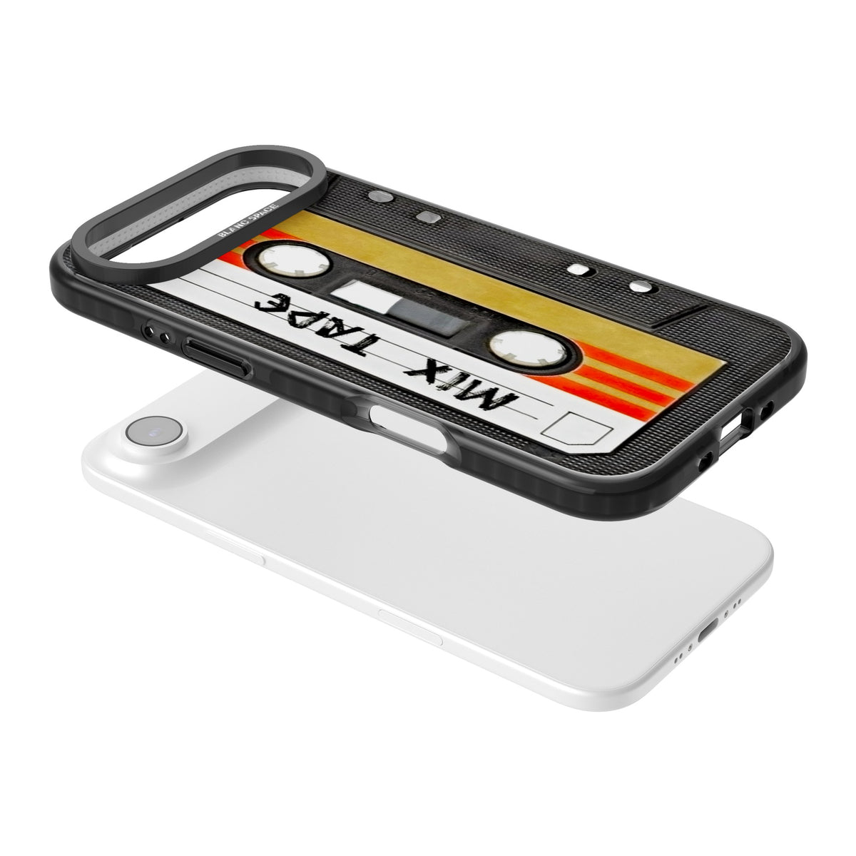 Retro Mix Tape iPhone Air Impact Black Phone Case angled
