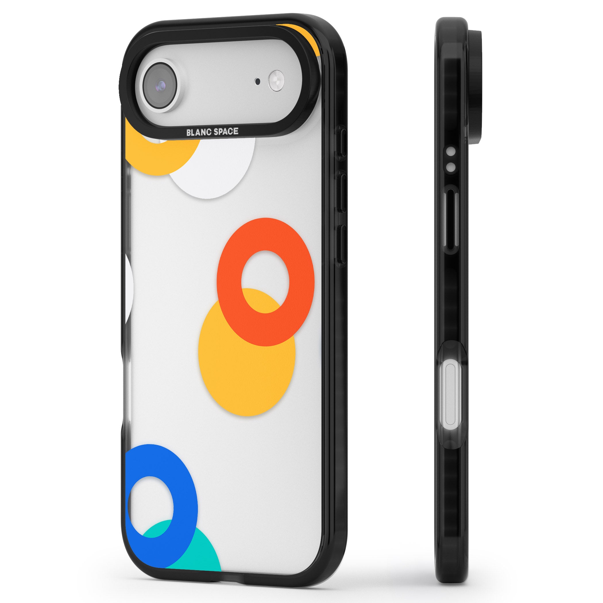 Abstract Mixed Circles iPhone 17 Air Impact Black Phone Case Side Profile