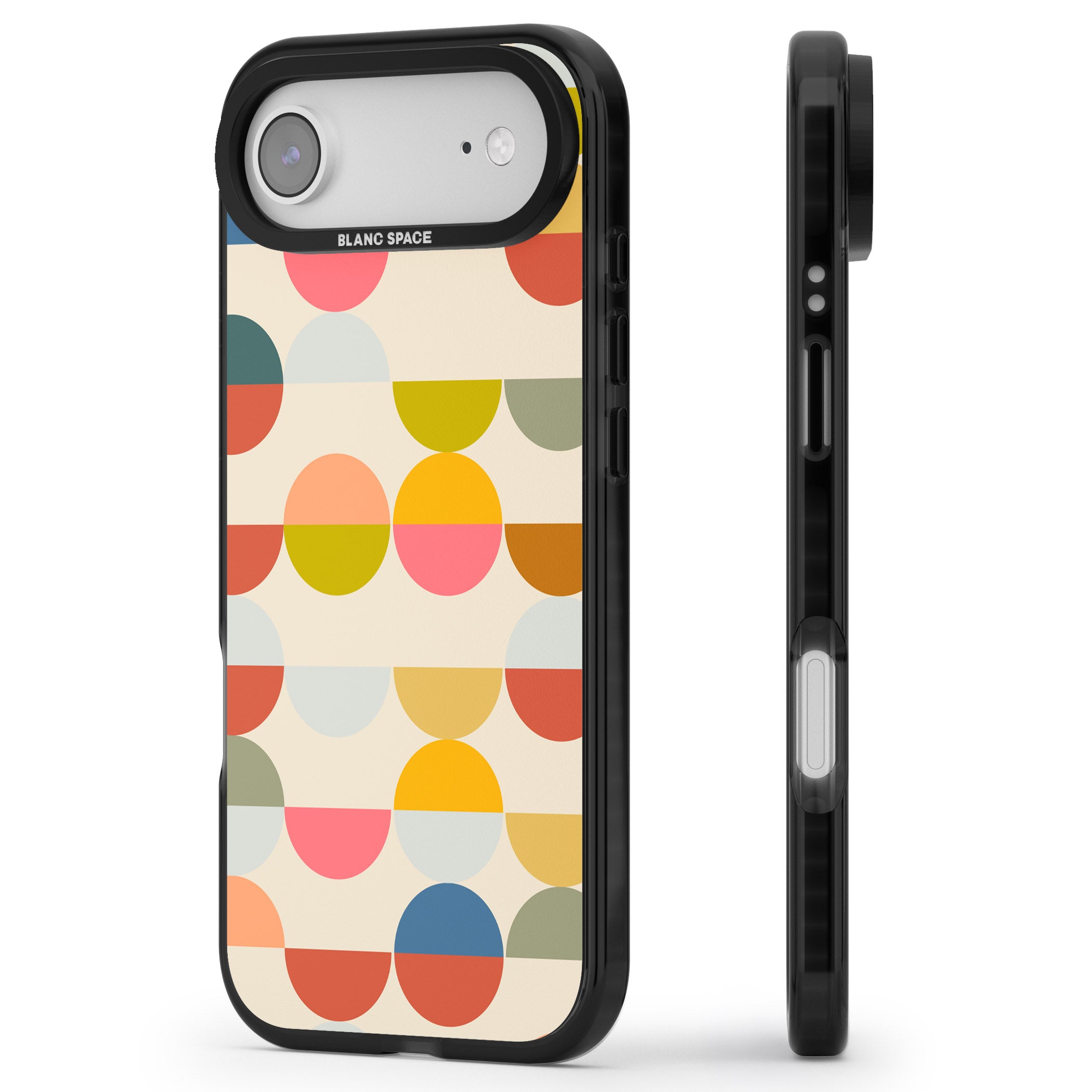 Colorful Retro Circles iPhone 17 Air Impact Black Phone Case Side Profile