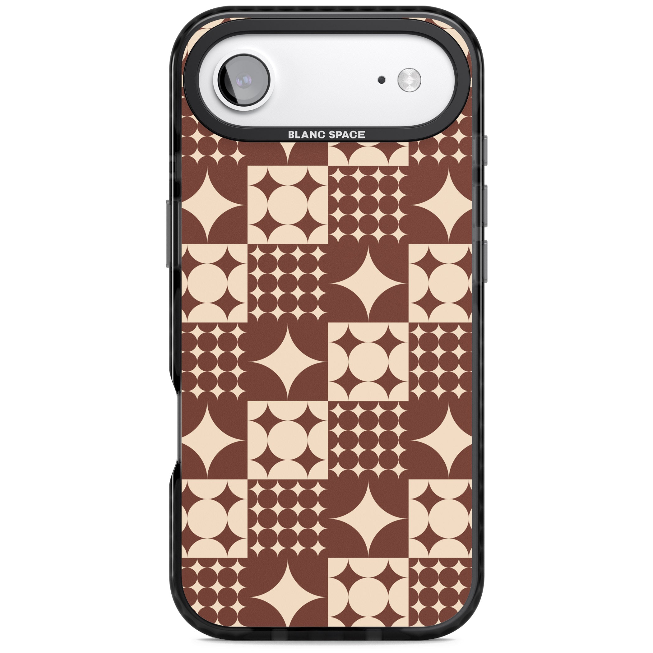 Mid Century Brown Checked iPhone 17 Air Impact Black Phone Case