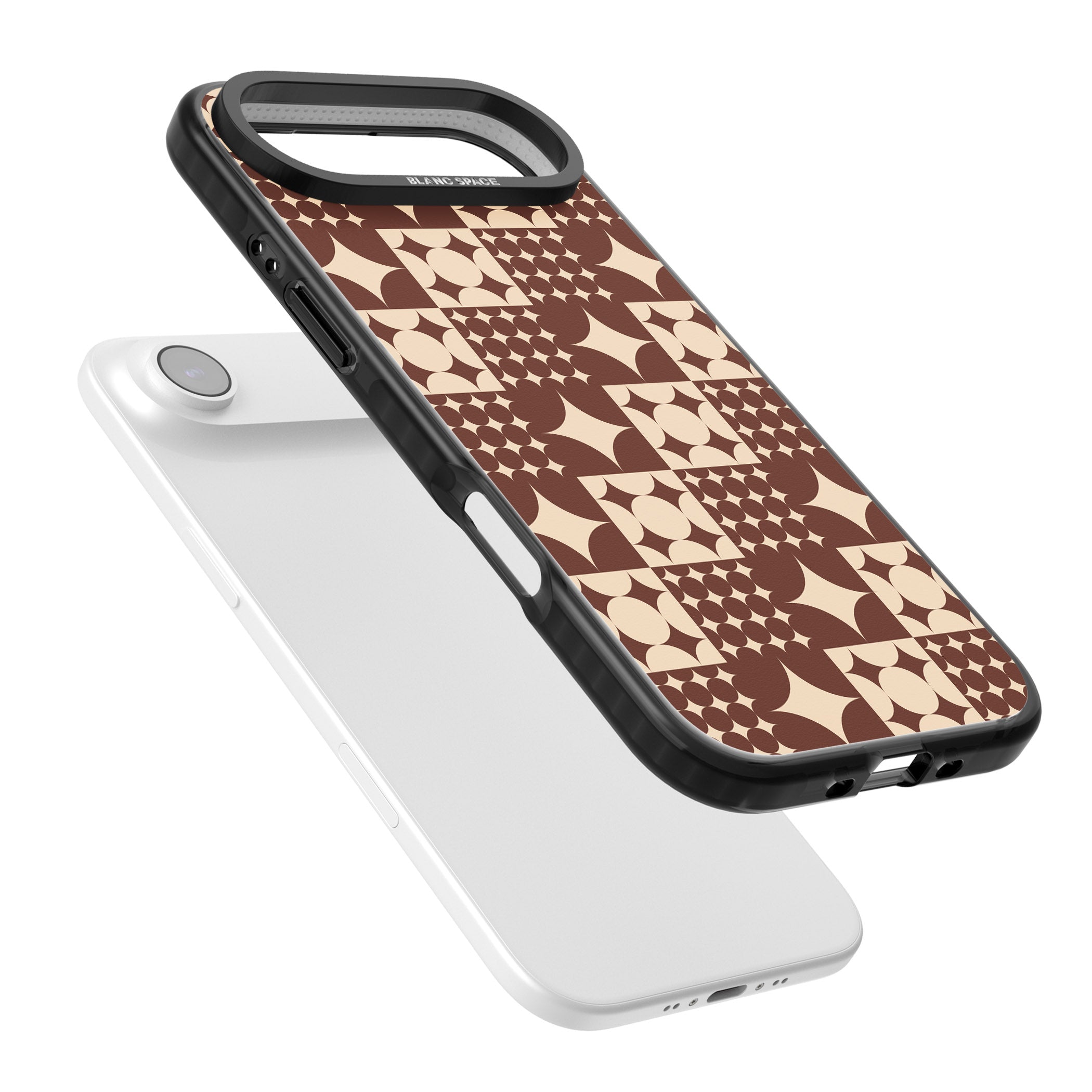 Mid Century Brown Checked iPhone 17 Air Impact Black Phone Case Colours