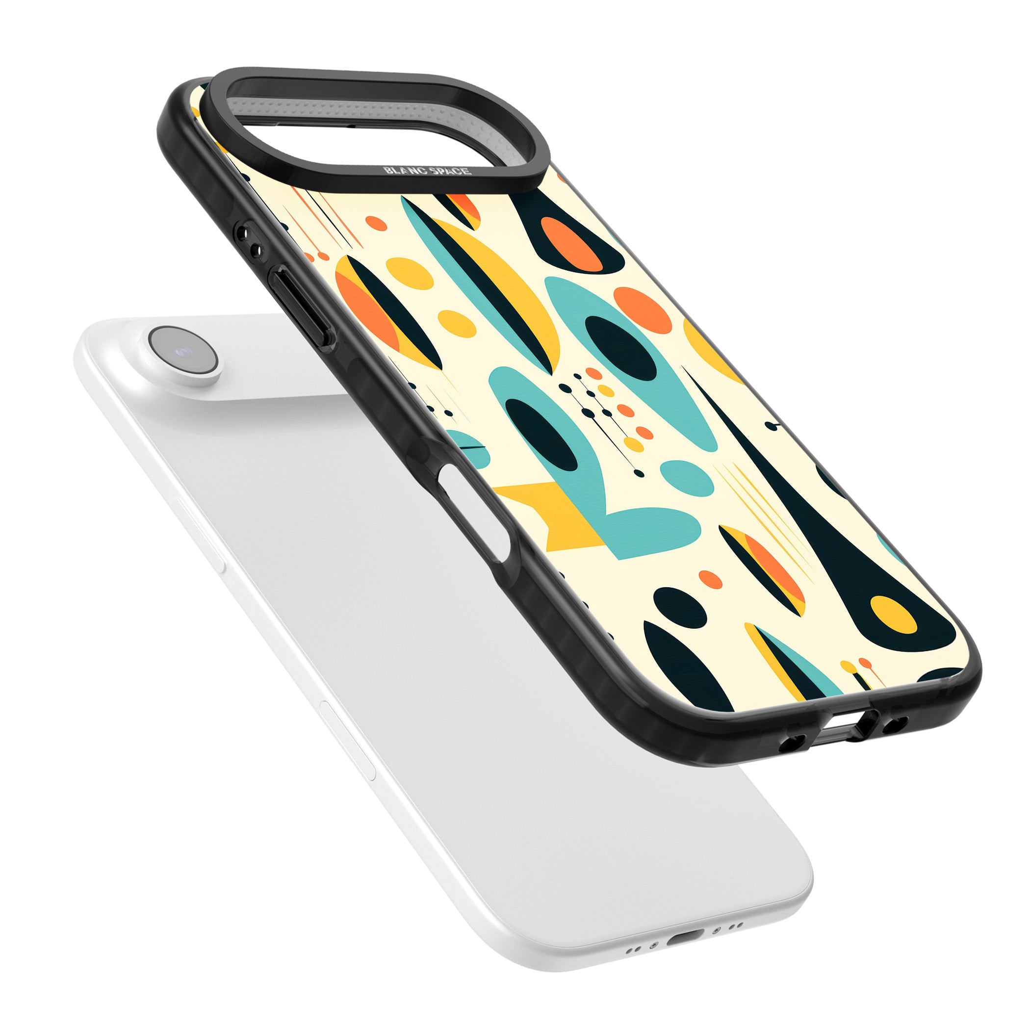 Mid Century Atomic Pattern iPhone 17 Air Impact Black Phone Case Colours