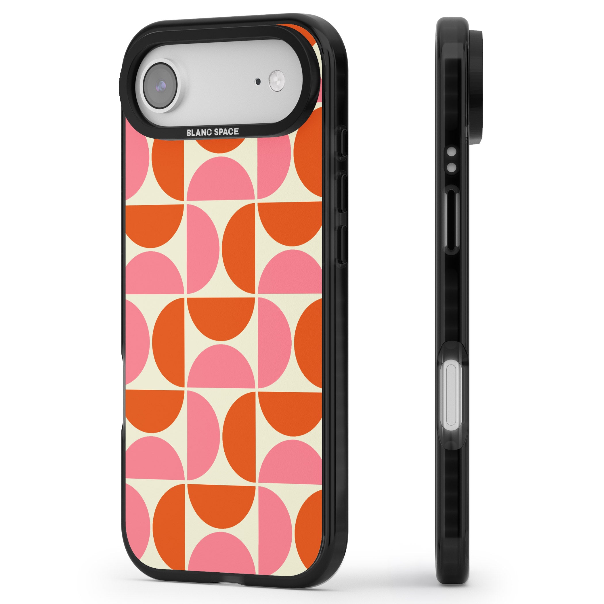 Retro Half Circle Pattern iPhone 17 Air Impact Black Phone Case Side Profile
