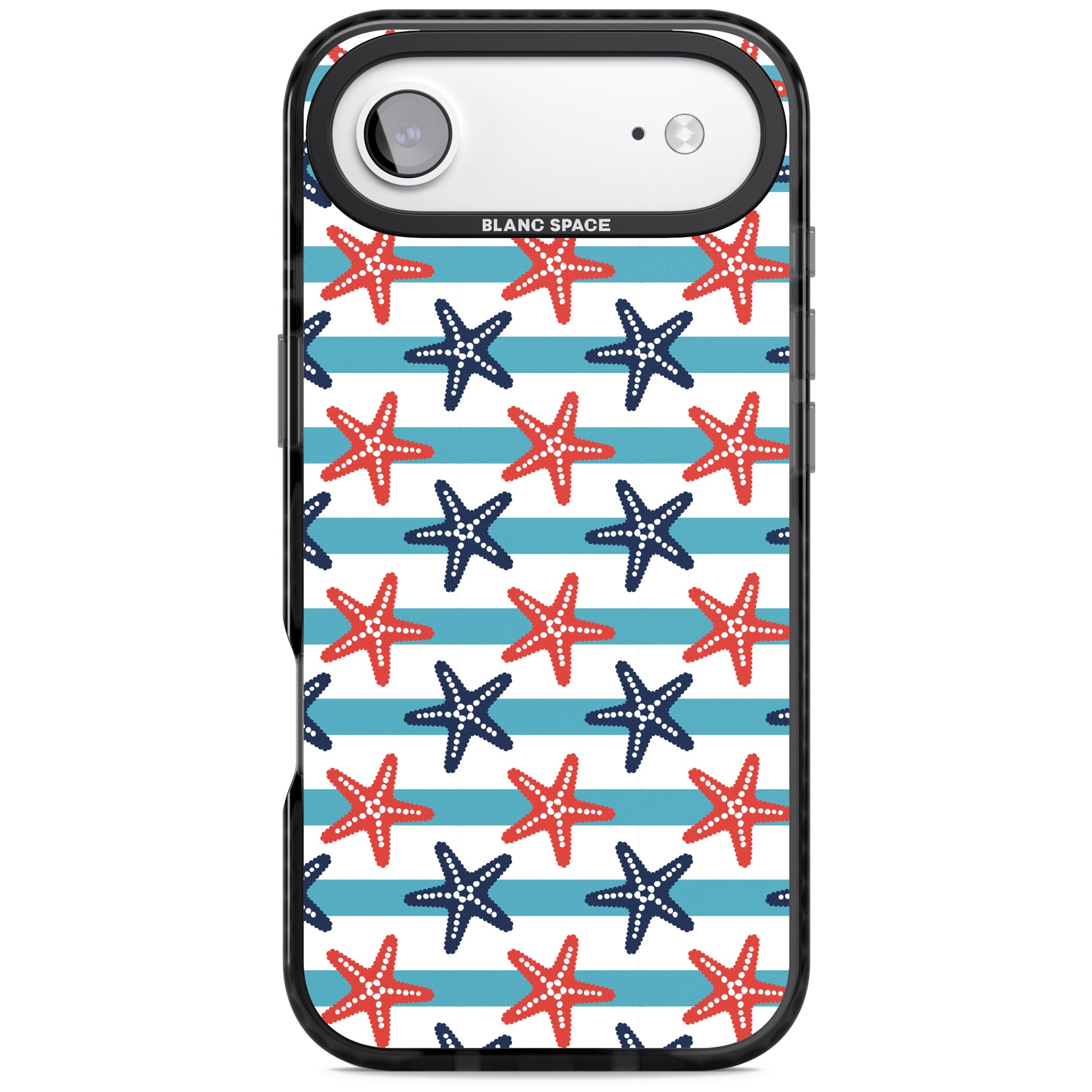 Nautical Starfish Stripe iPhone 17 Air Impact Black Phone Case