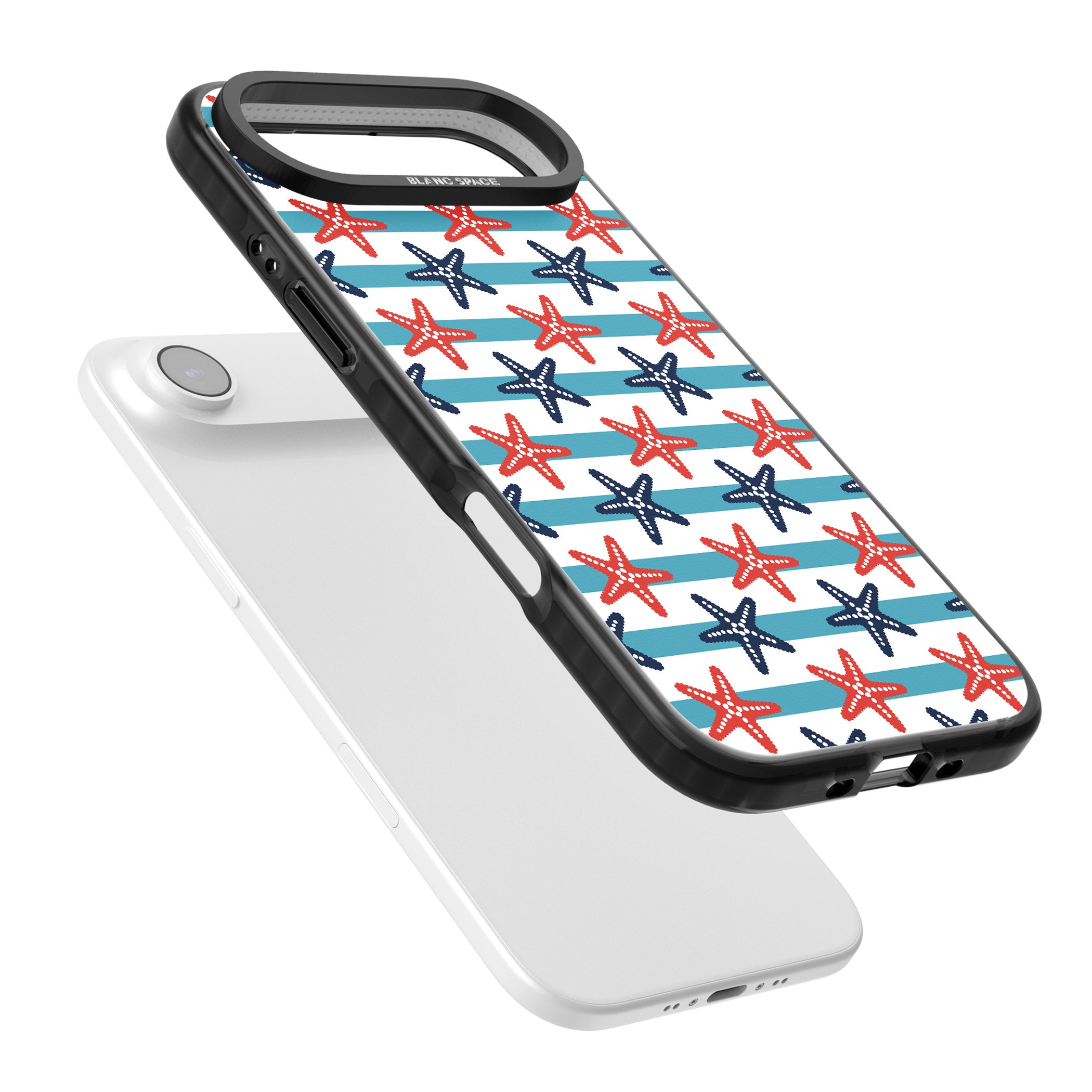 Nautical Starfish Stripe iPhone 17 Air Impact Black Phone Case Colours