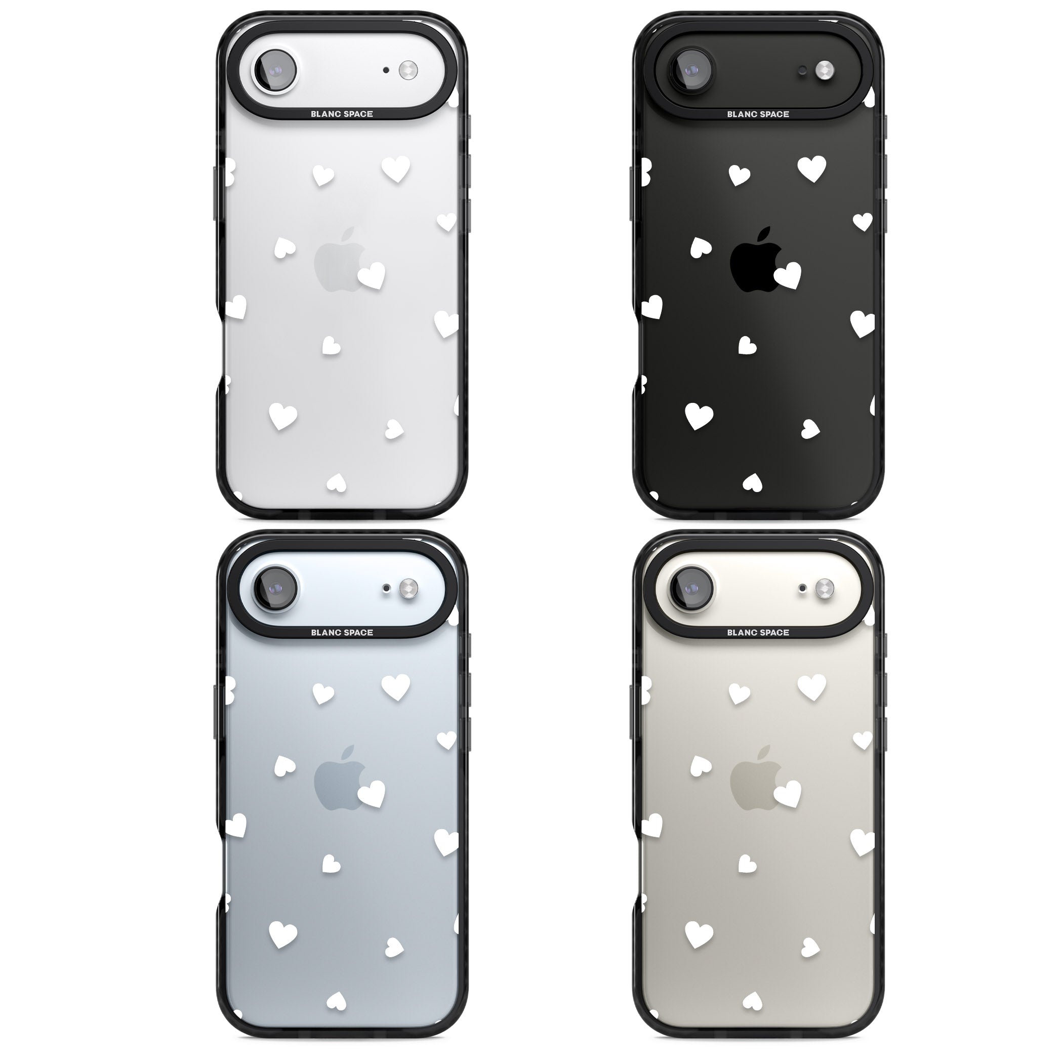 White Hearts iPhone 17 Air Impact Black Phone Case APT Impact Protection