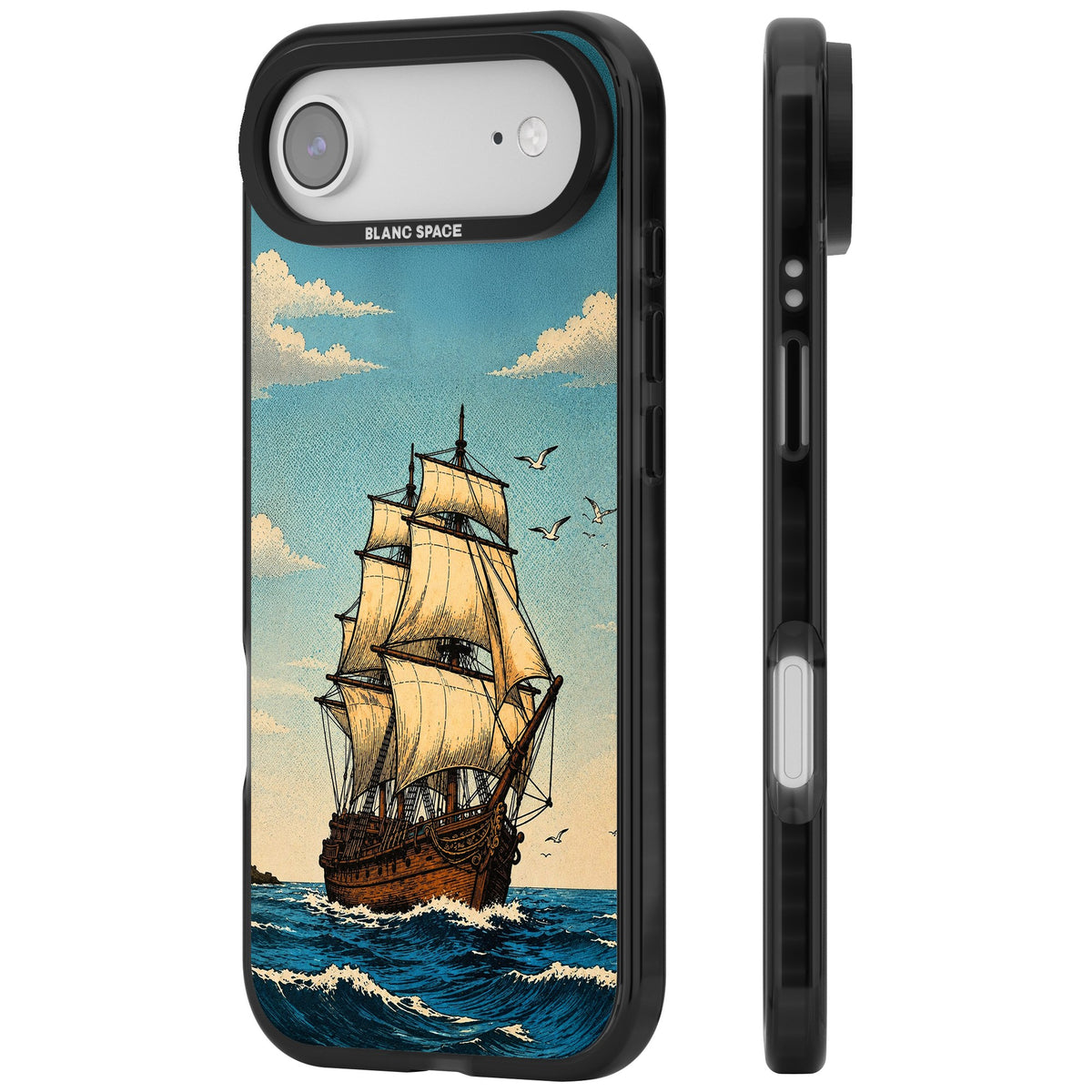 Ship at Sea iPhone Air Impact Black Phone Case side