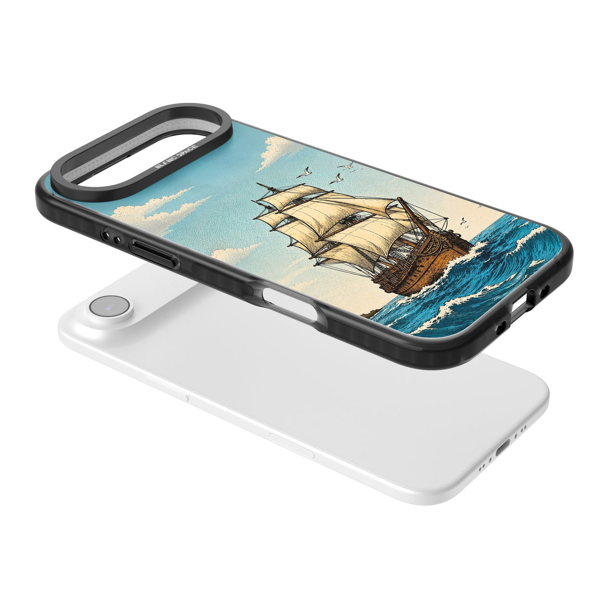 Ship at Sea iPhone Air Impact Black Phone Case angled