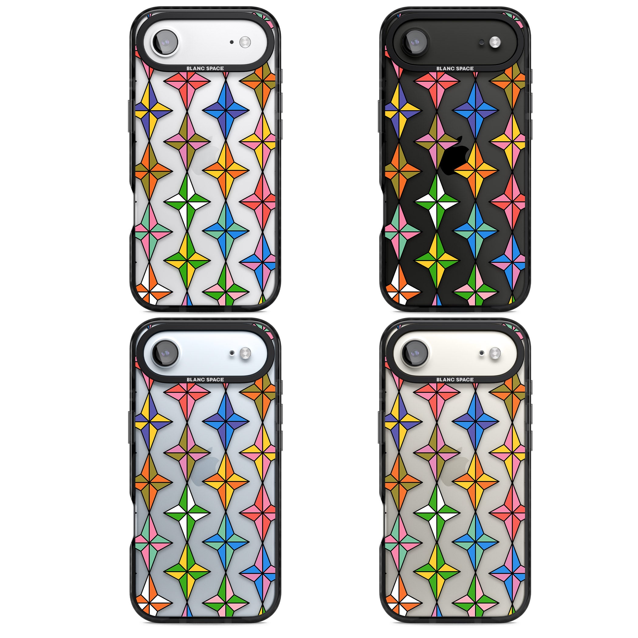 Multi Colour Stars Pattern iPhone 17 Air Impact Black Phone Case APT Impact Protection