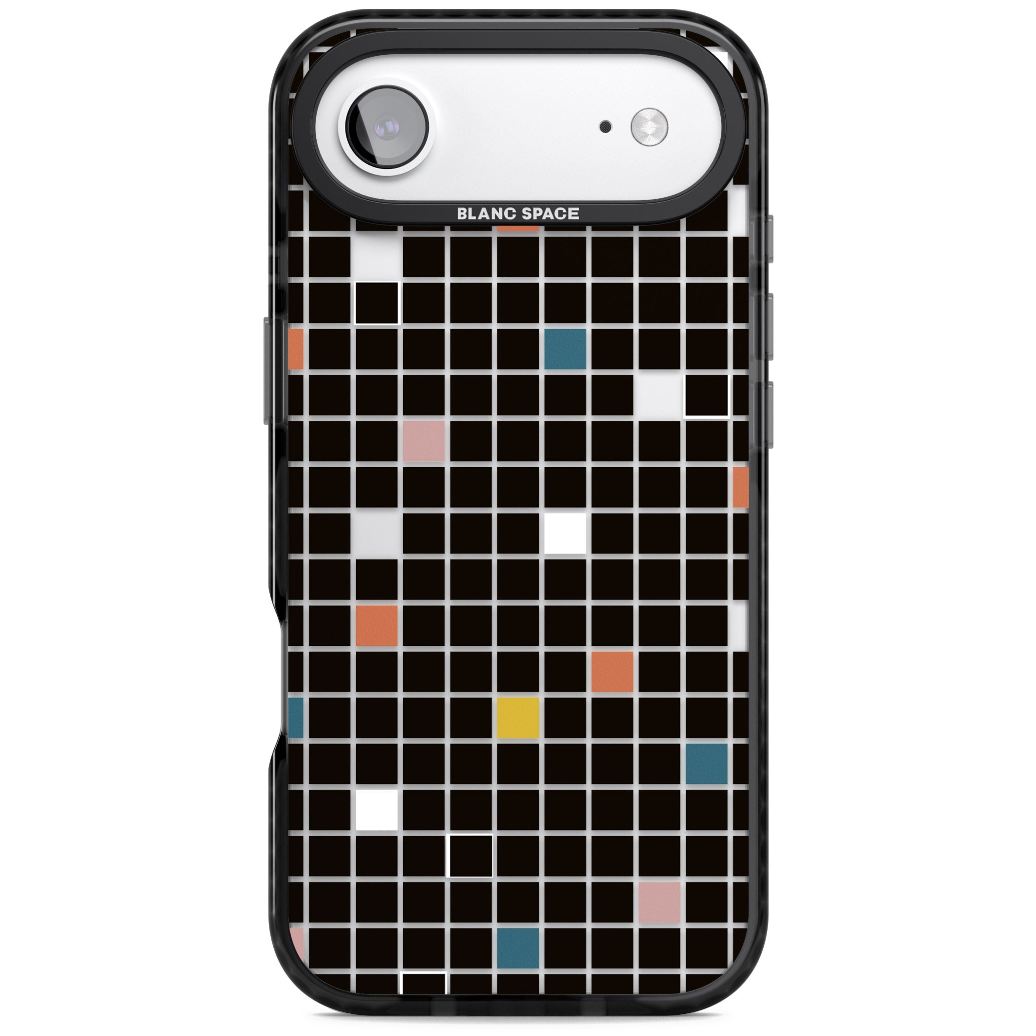 Earthtone Black Geometric Grid iPhone 17 Air Impact Black Phone Case