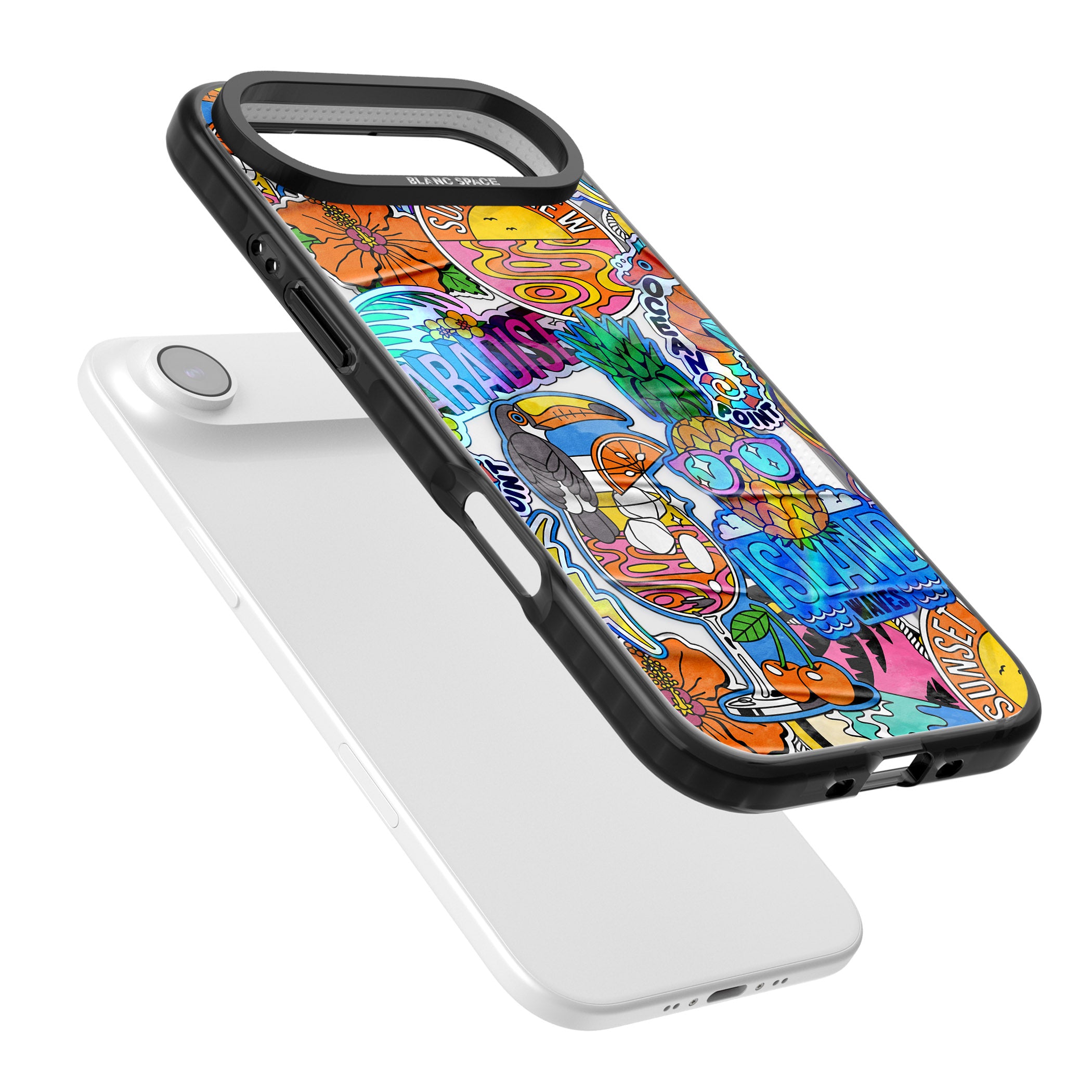 Tropical Vibes Collage iPhone 17 Air Impact Black Phone Case Colours