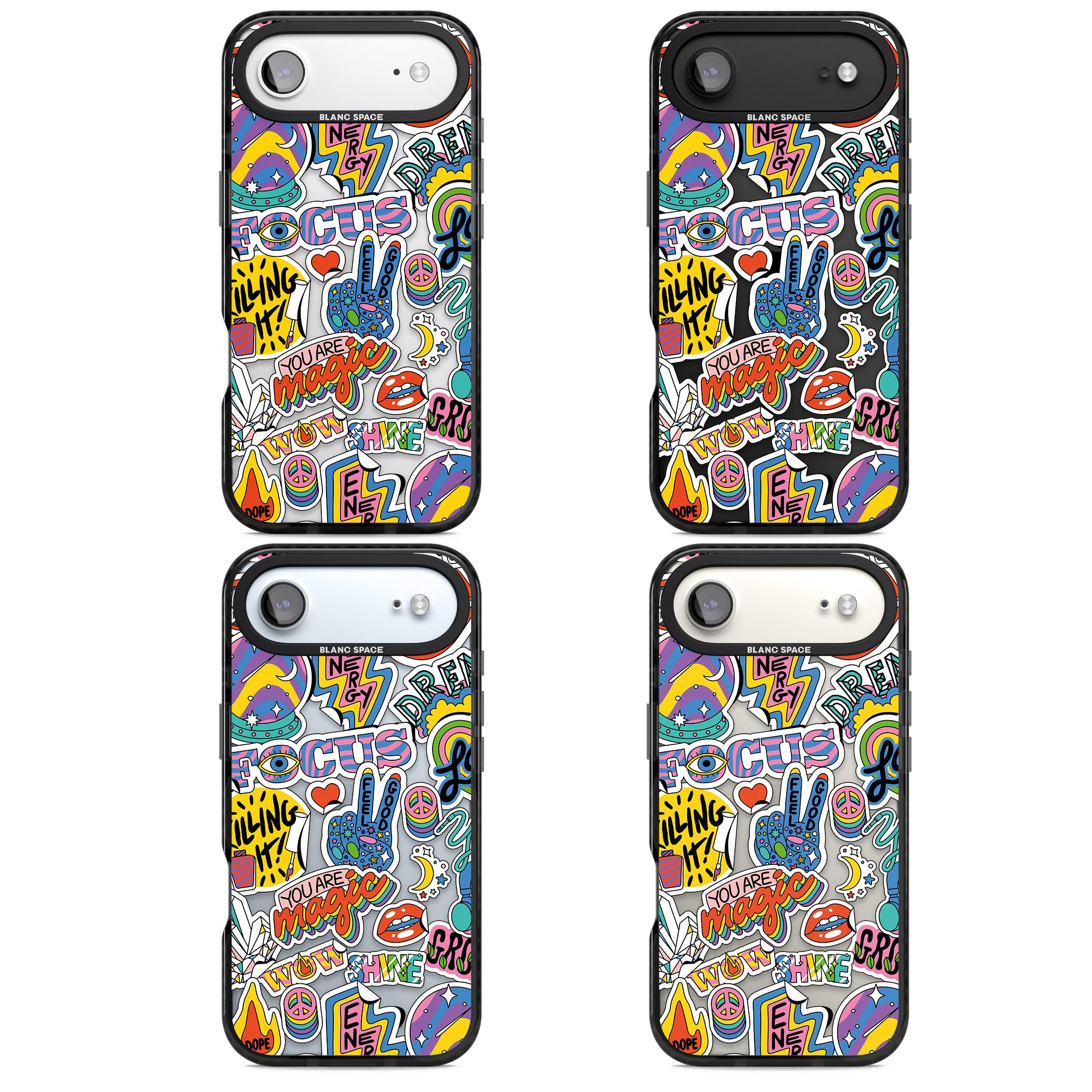 Magic Sticker Collage iPhone 17 Air Impact Black Phone Case APT Impact Protection