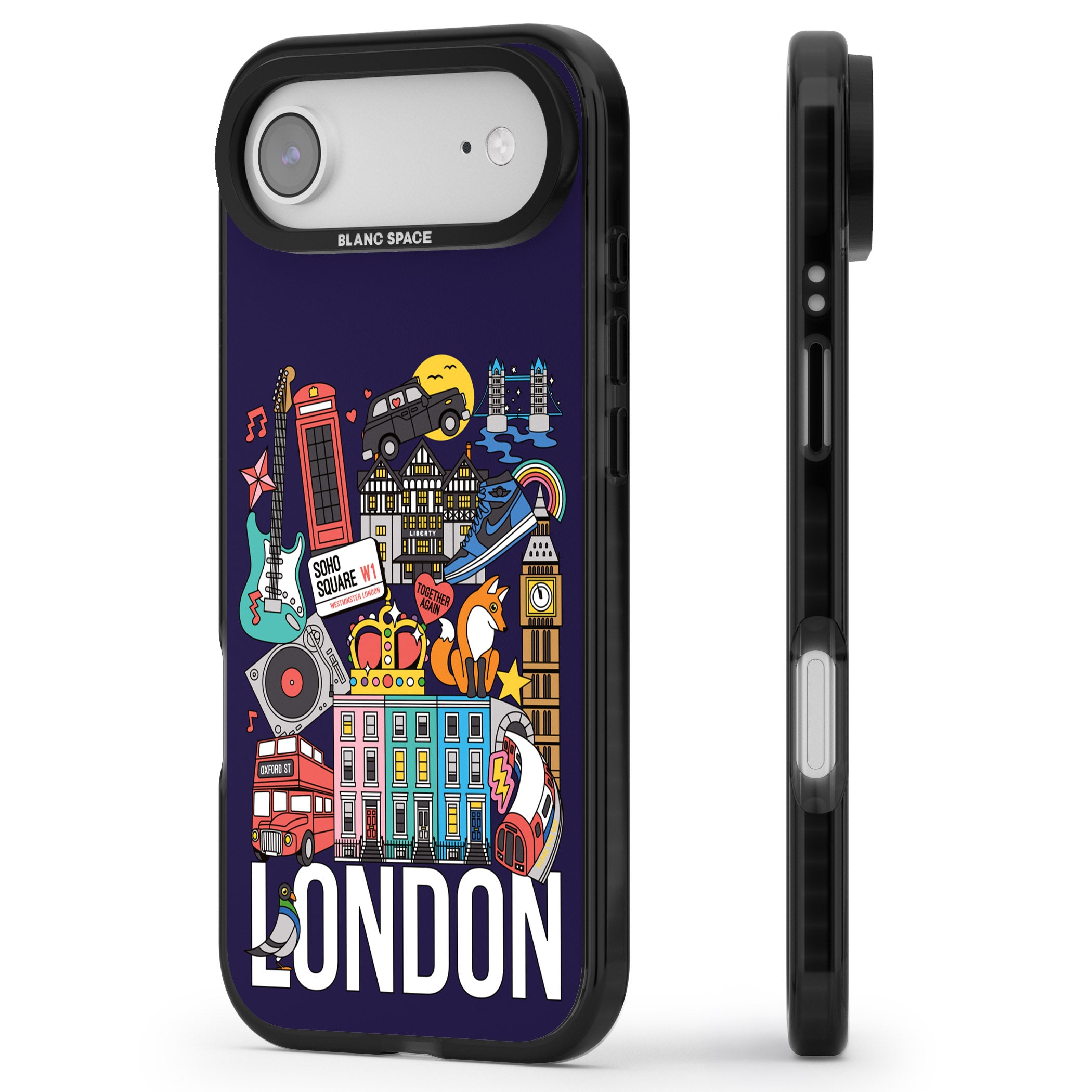 London Calling iPhone 17 Air Impact Black Phone Case Side Profile