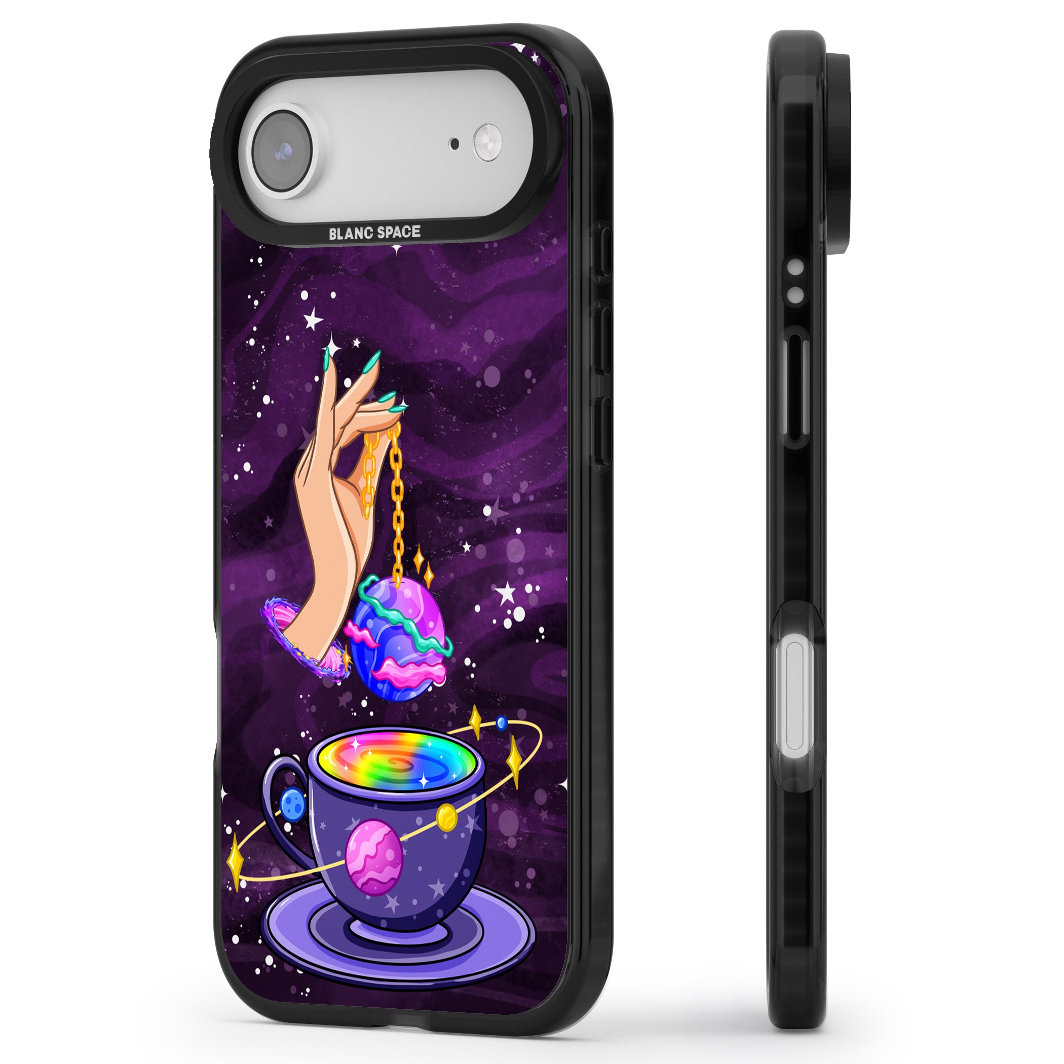 Space Tea iPhone 17 Air Impact Black Phone Case Side Profile