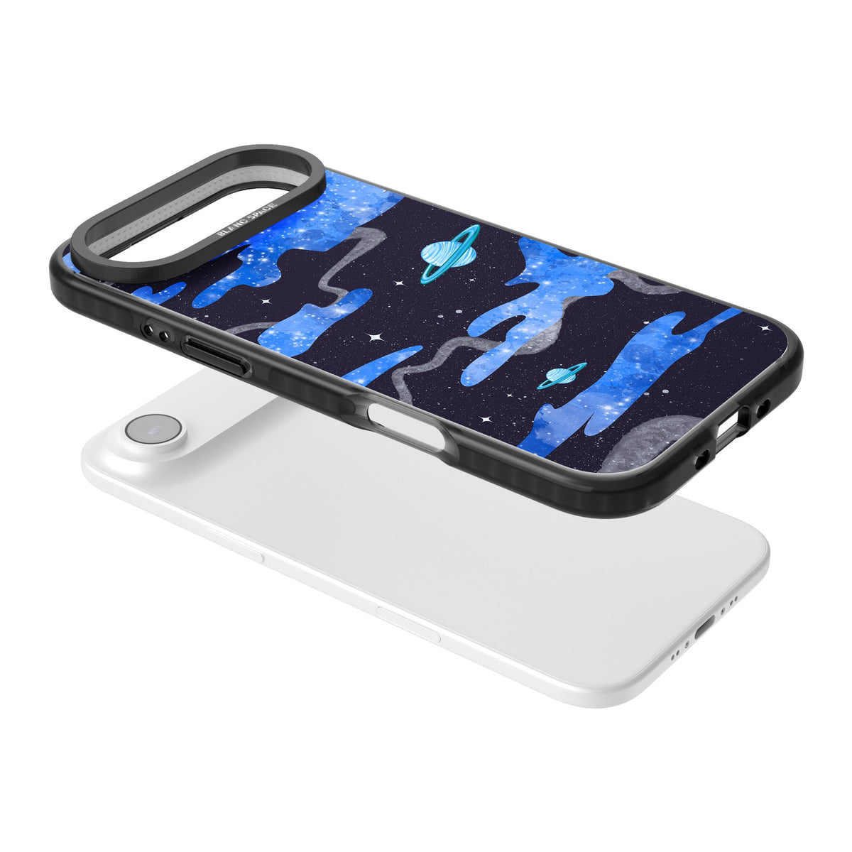 Blue Galaxy iPhone Air Impact Black Phone Case angled