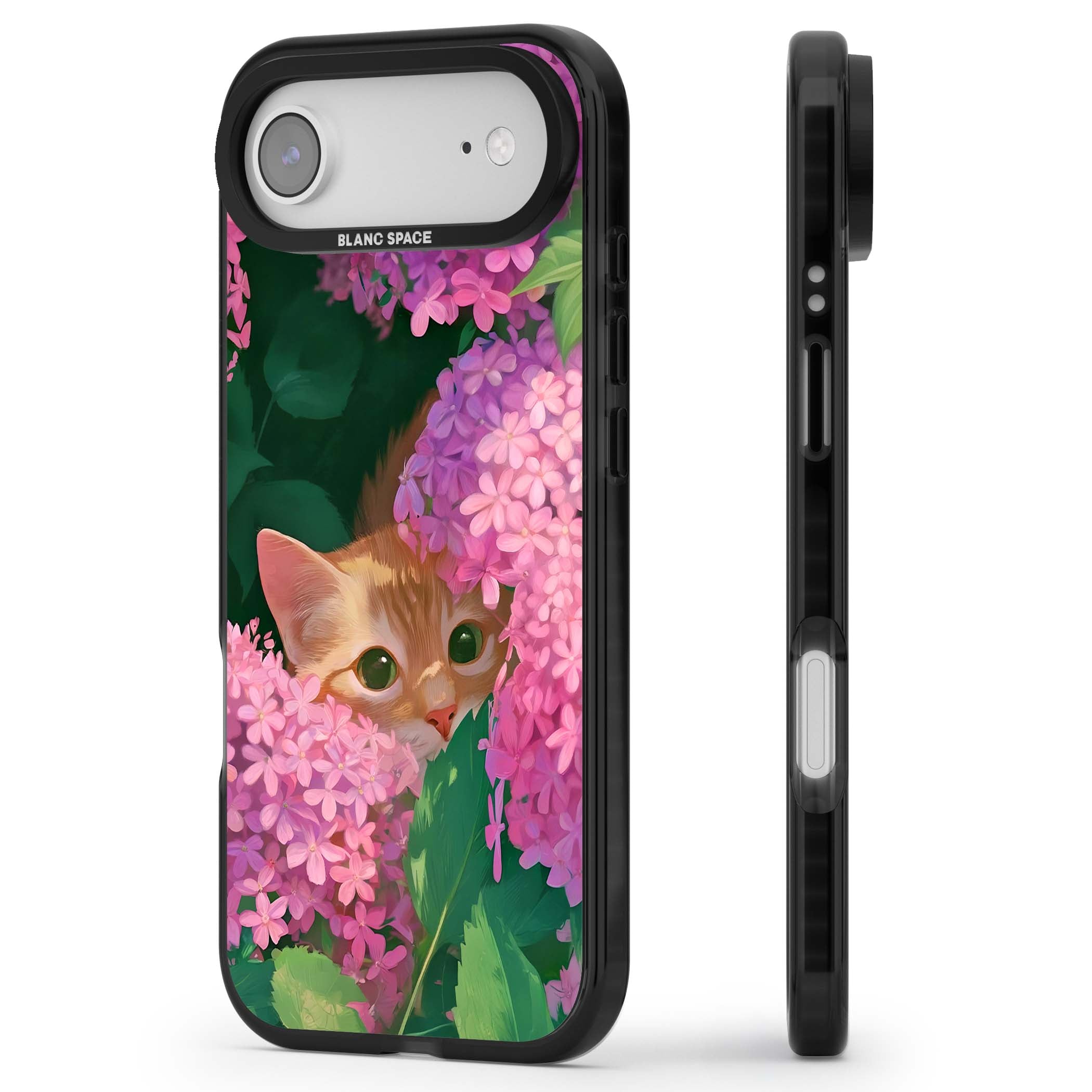 Cat In Pink Flowers