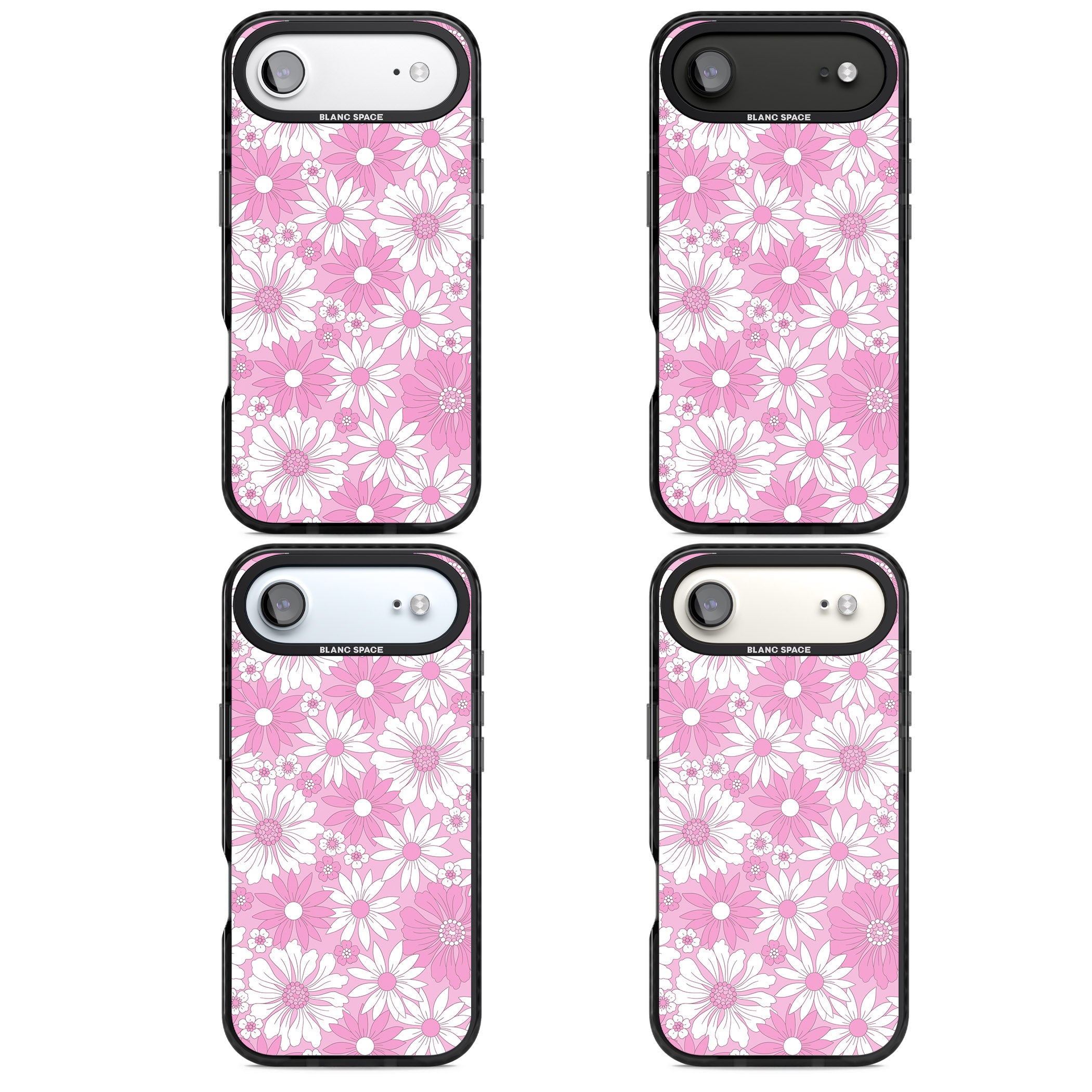 Pink White Flowers iPhone 17 Air Impact Black Phone Case APT Impact Protection